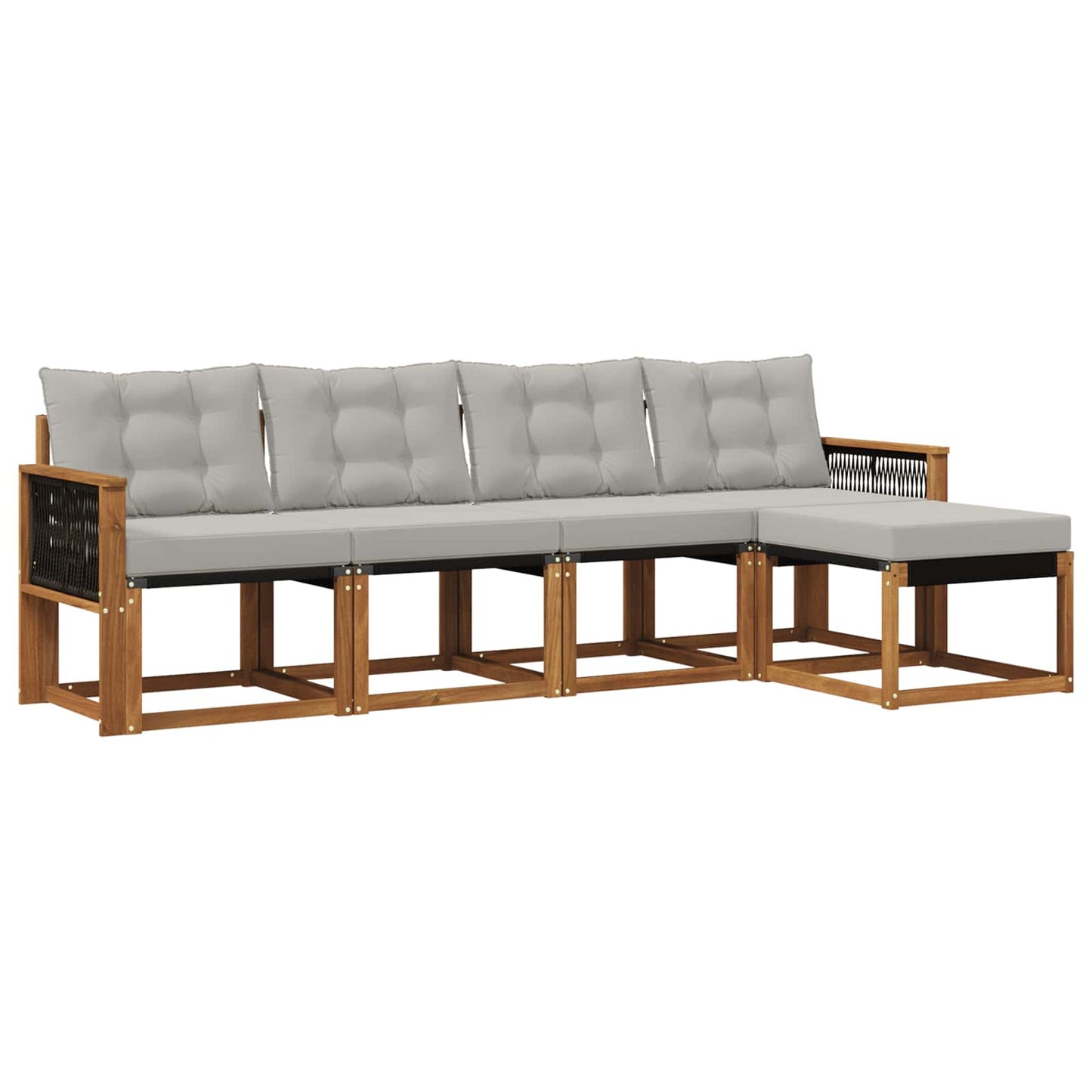 Outdoor-Sofagarnitur mit Kissen 5 pcs Natürlich und Hellgrau
