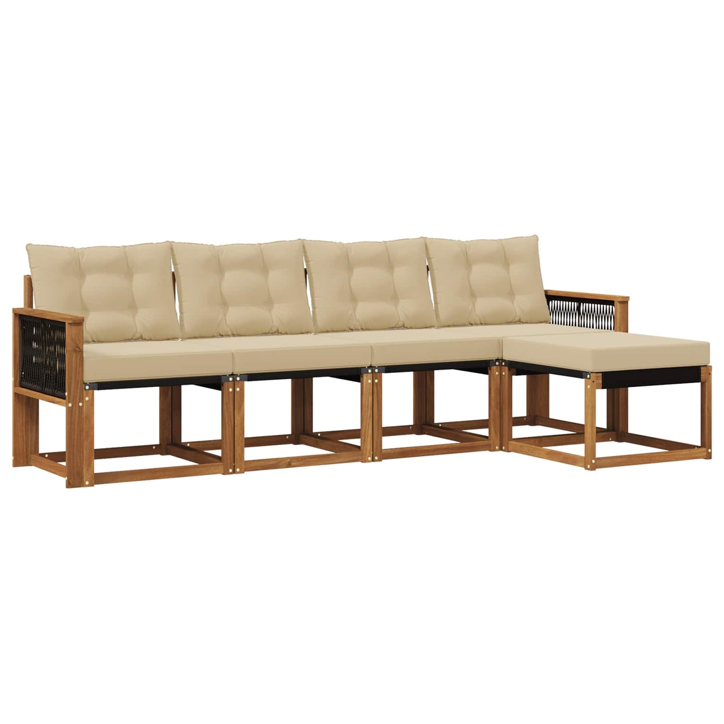 Outdoor-Sofagarnitur mit Kissen 5 pcs Natur und Beige