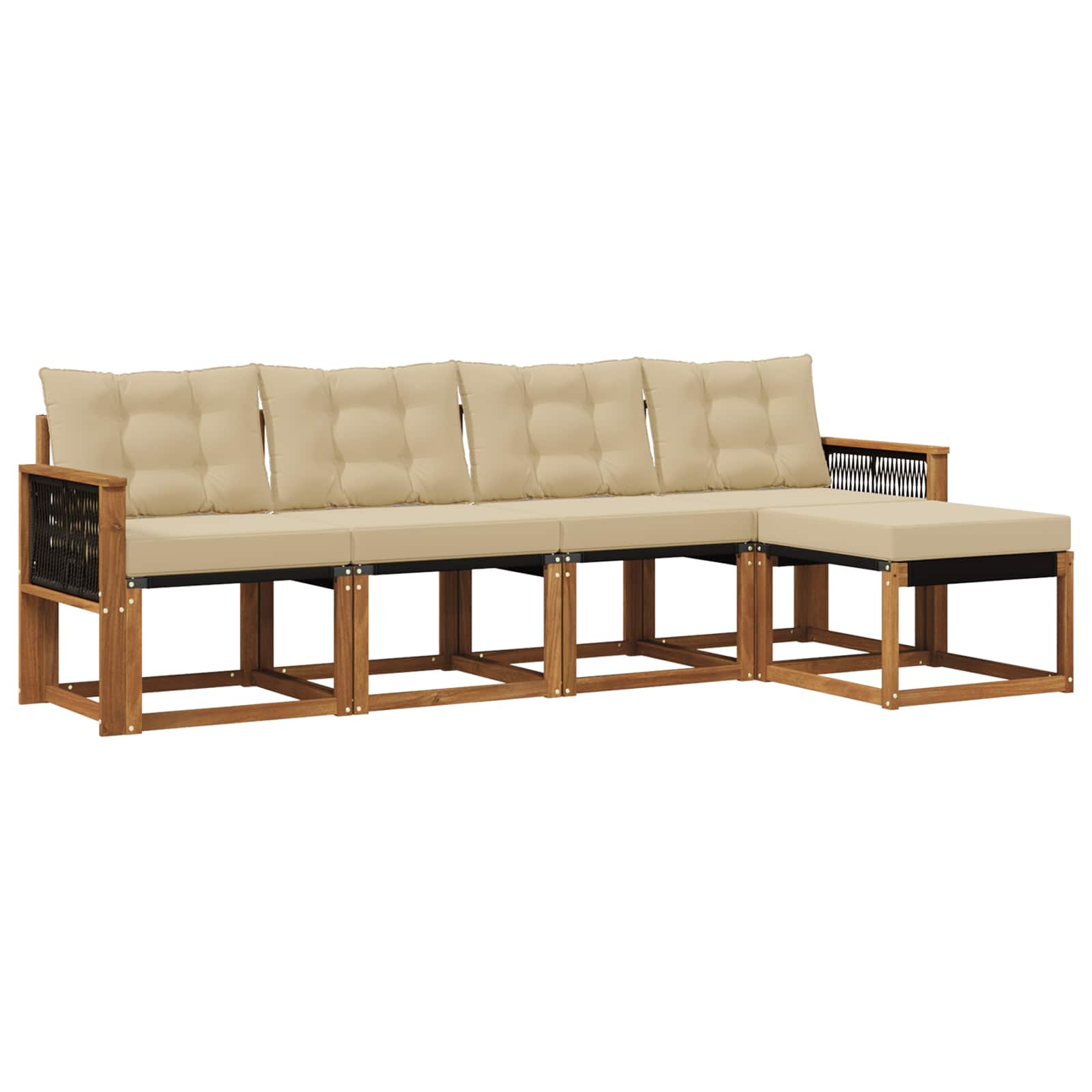 Outdoor-Sofagarnitur mit Kissen 5 pcs Natur und Beige