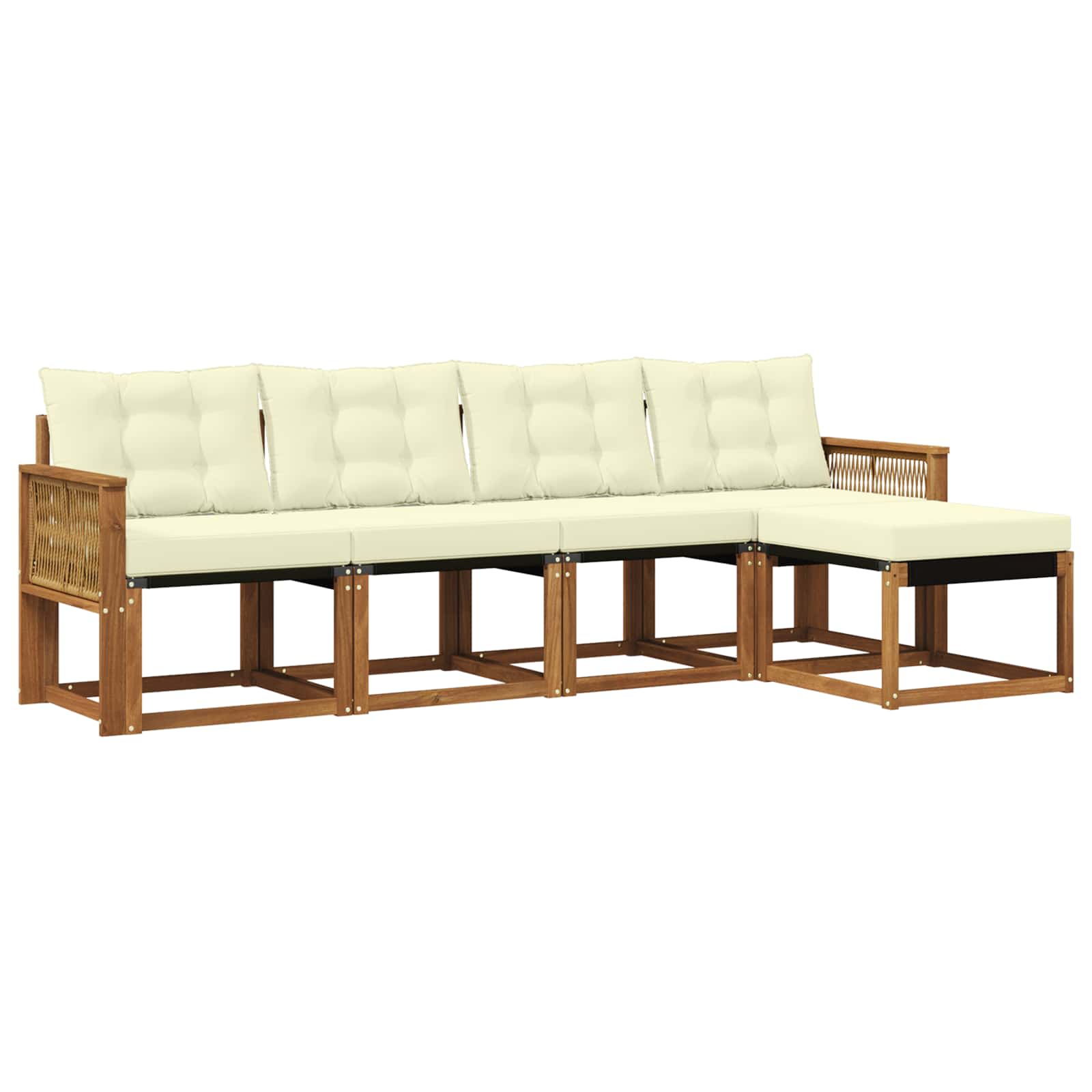 Outdoor-Sofagarnitur mit Kissen 5 pcs Natur und Creme