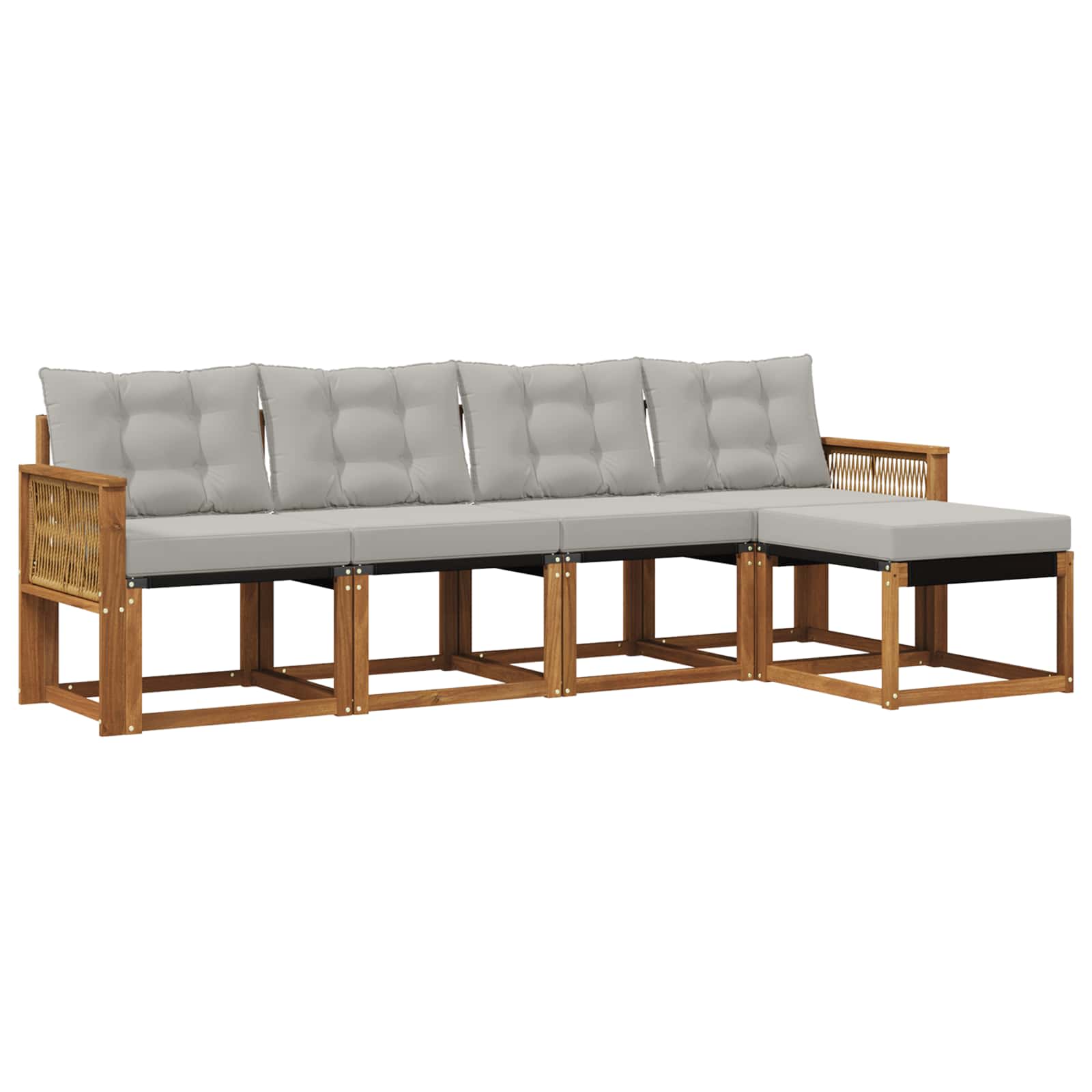 Outdoor-Sofagarnitur mit Kissen 5 pcs Natürlich und Hellgrau