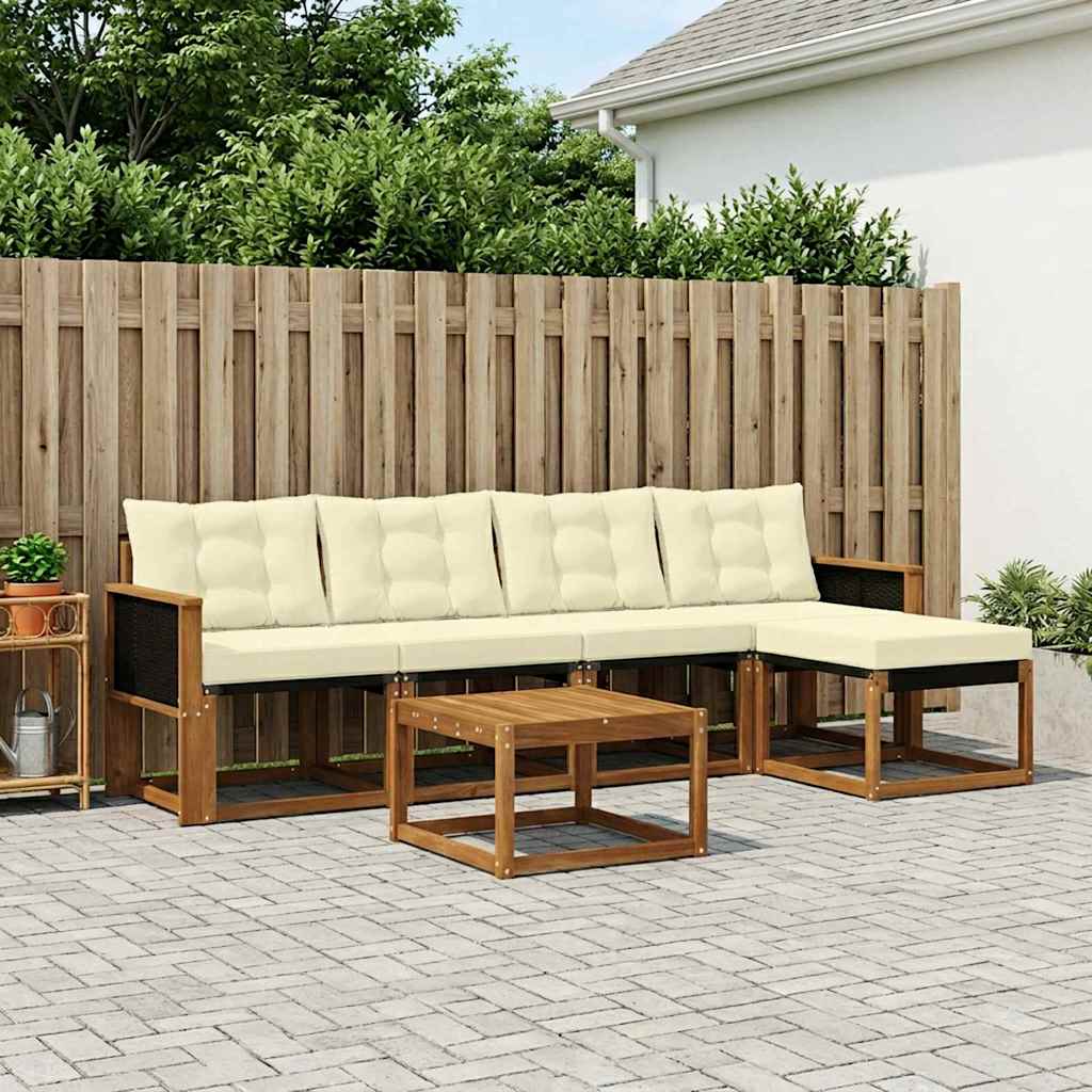 Outdoor-Sofagarnitur 6 stk. Natur und Creme