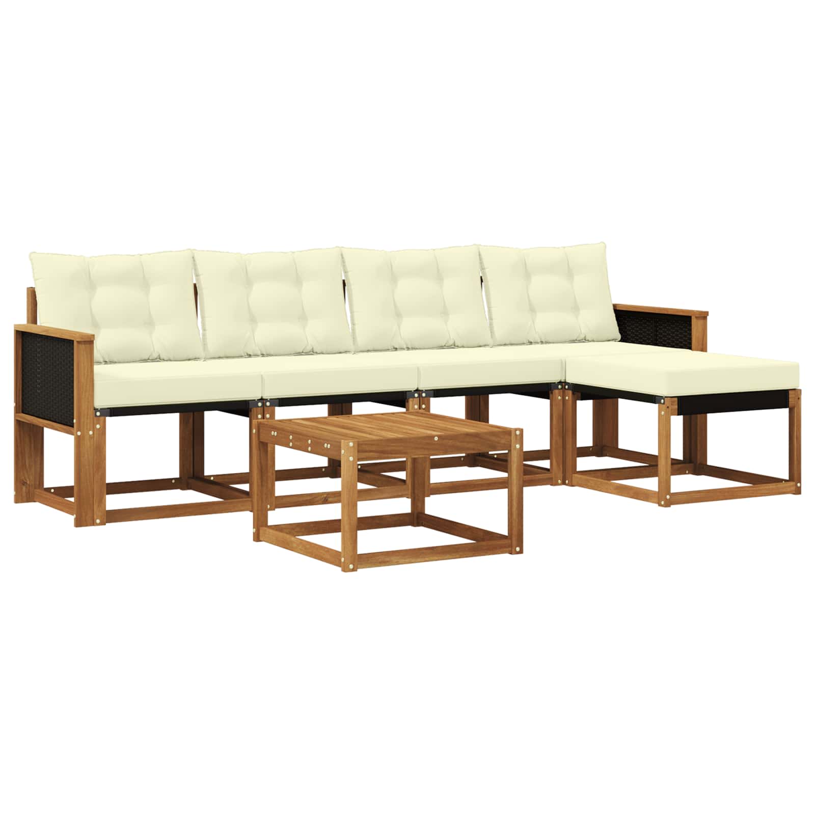 Outdoor-Sofagarnitur 6 stk. Natur und Creme