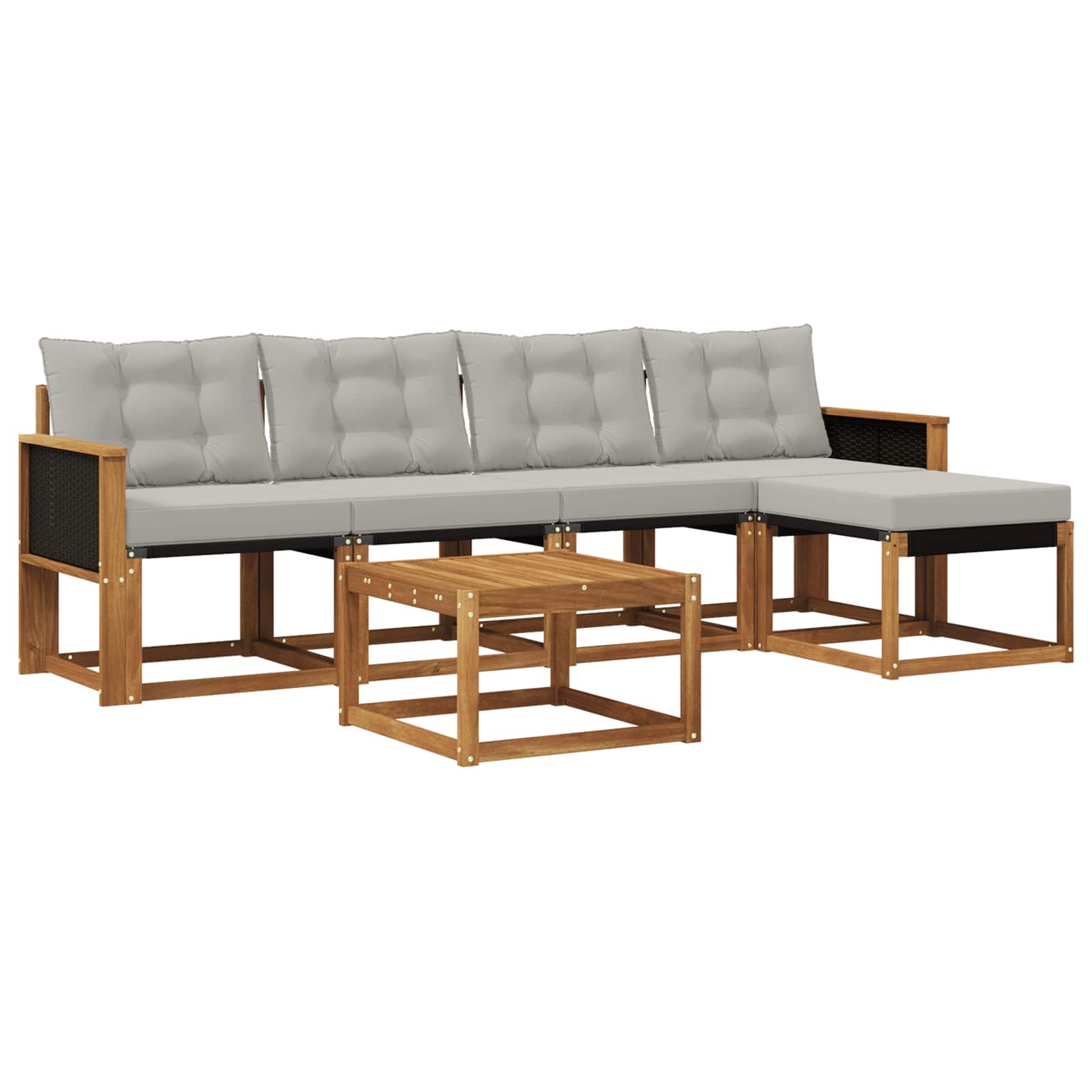 Outdoor-Sofagarnitur mit Kissen 6 pcs Natürlich und Hellgrau
