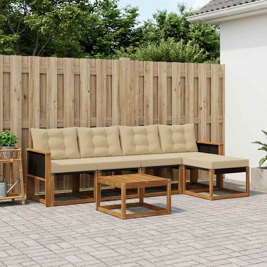 Outdoor-Sofagarnitur 6 stk. Natur und Beige