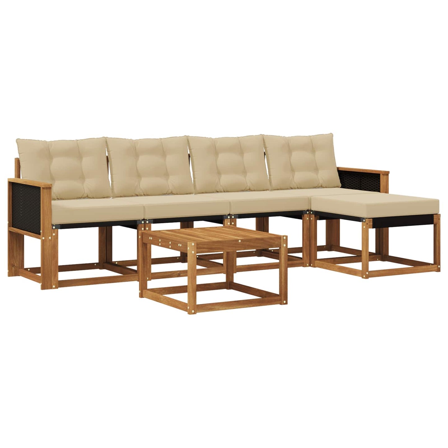Outdoor-Sofagarnitur 6 stk. Natur und Beige