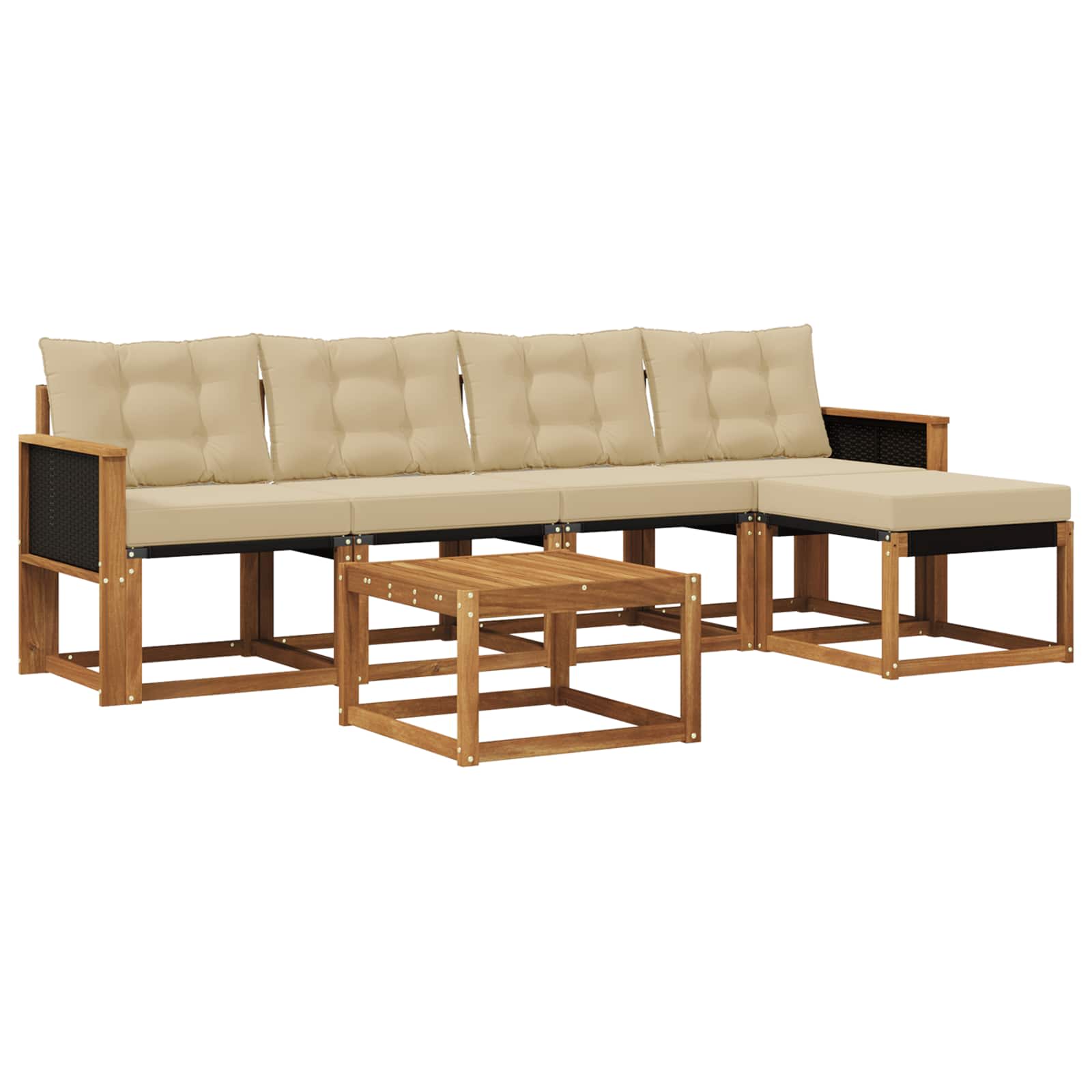 Outdoor-Sofagarnitur 6 stk. Natur und Beige