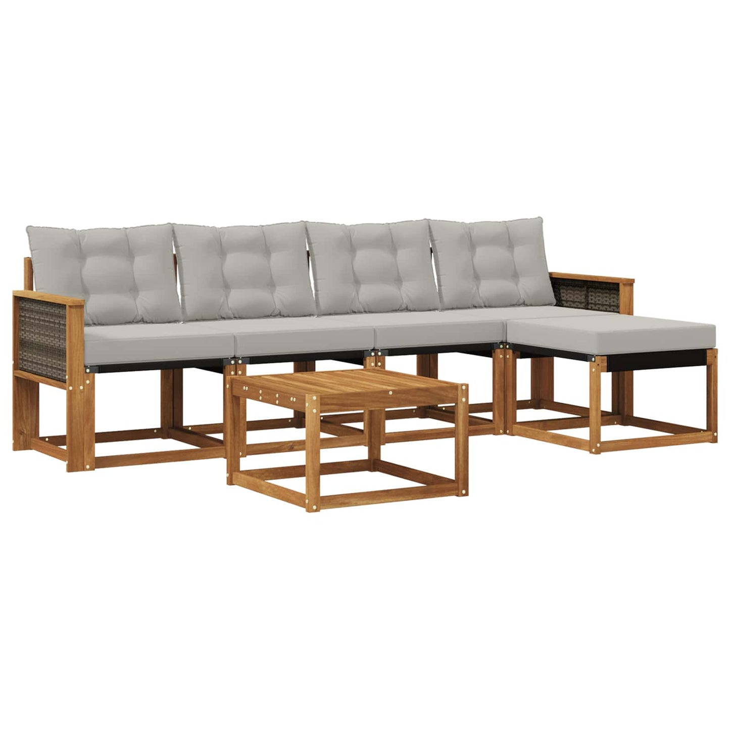 Outdoor-Sofagarnitur mit Kissen 6 pcs Natürlich und Hellgrau