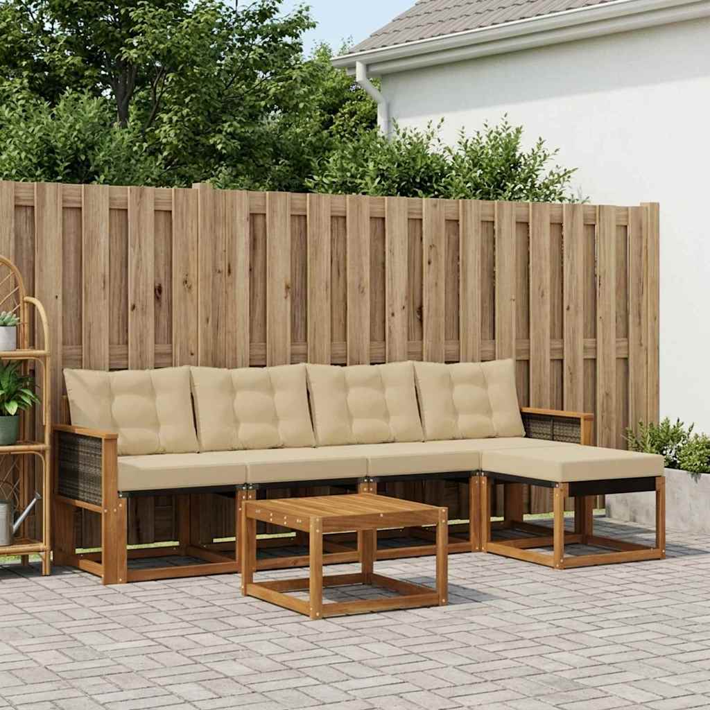 Outdoor-Sofagarnitur 6 stk. Natur und Beige