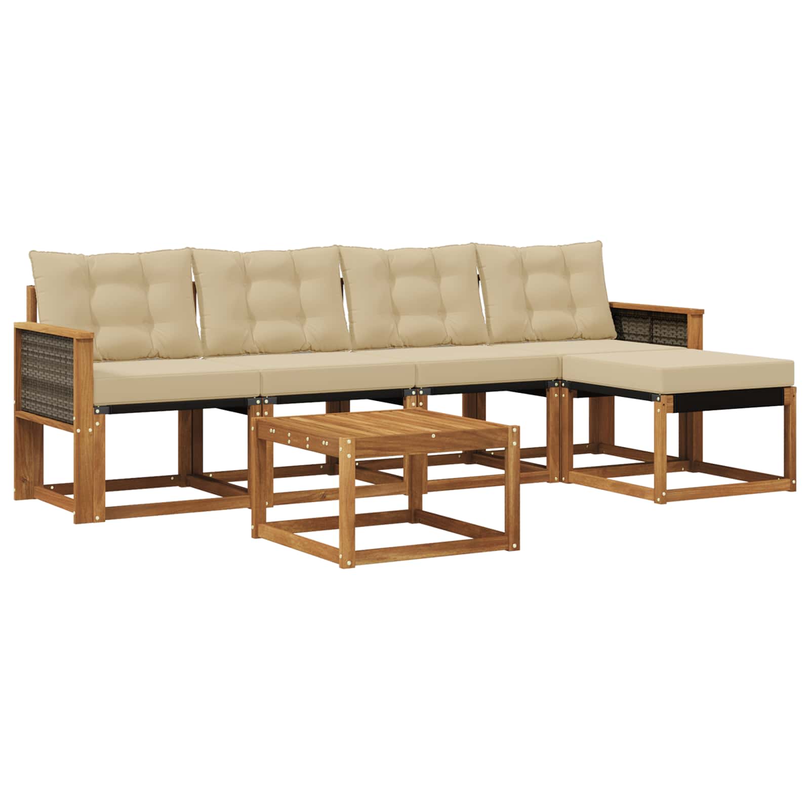 Outdoor-Sofagarnitur 6 stk. Natur und Beige