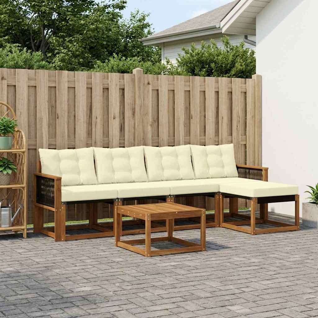 Outdoor-Sofagarnitur mit Kissen 6 pcs Natur und Creme