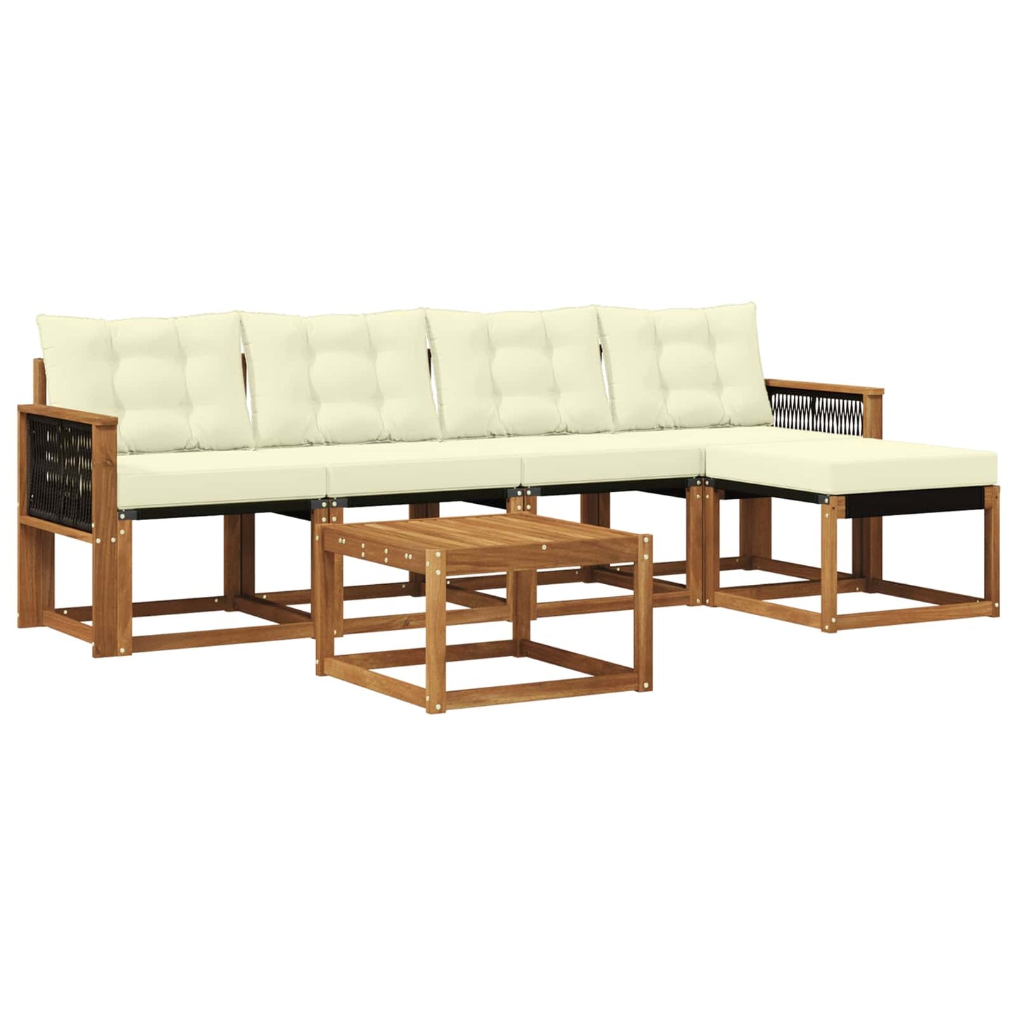 Outdoor-Sofagarnitur mit Kissen 6 pcs Natur und Creme