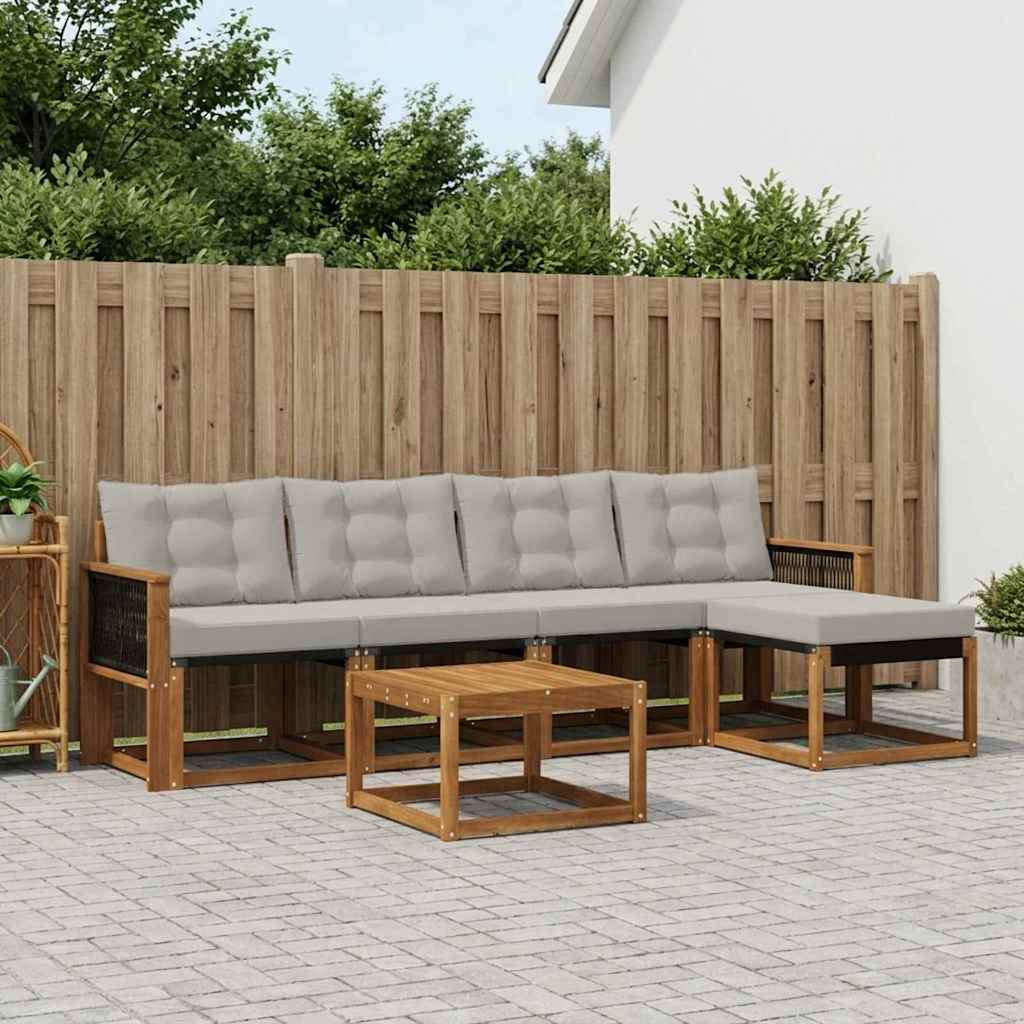 Outdoor-Sofagarnitur mit Kissen 6 pcs Natürlich und Hellgrau