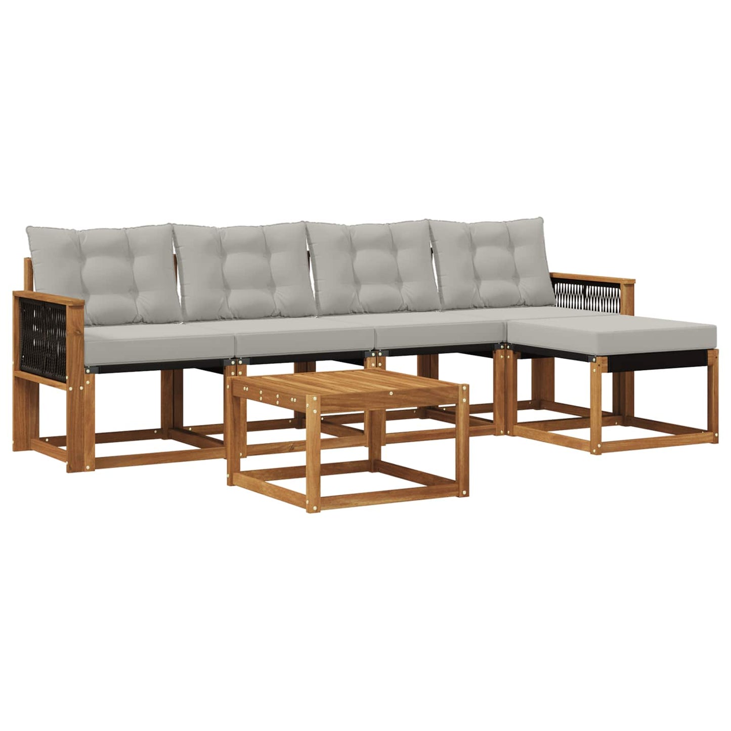 Outdoor-Sofagarnitur mit Kissen 6 pcs Natürlich und Hellgrau