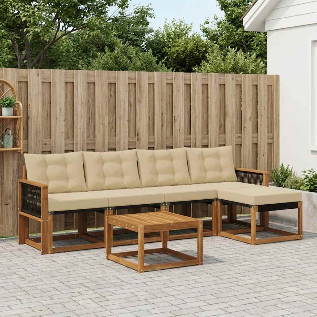 Outdoor-Sofagarnitur 6 stk. Natur und Beige