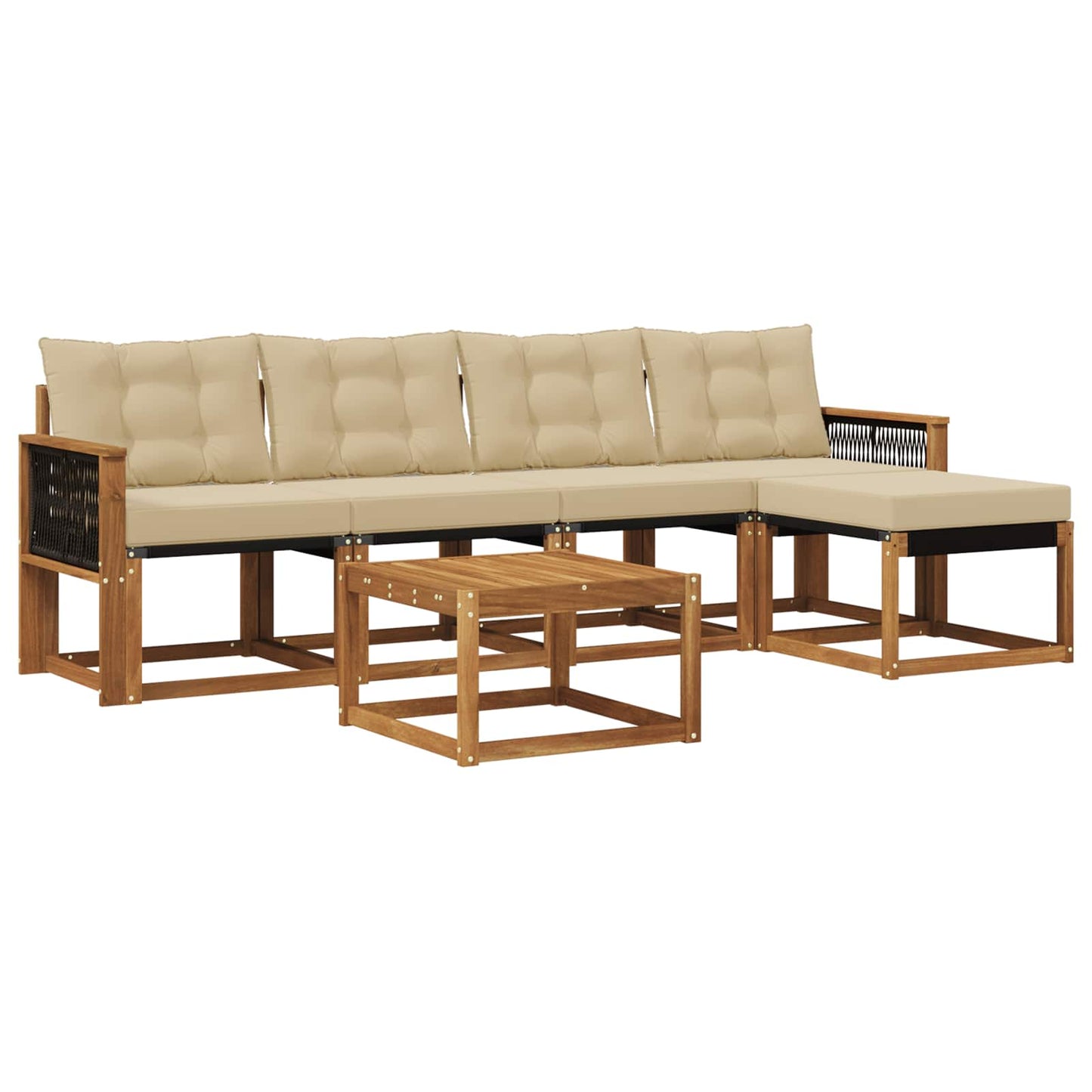 Outdoor-Sofagarnitur 6 stk. Natur und Beige