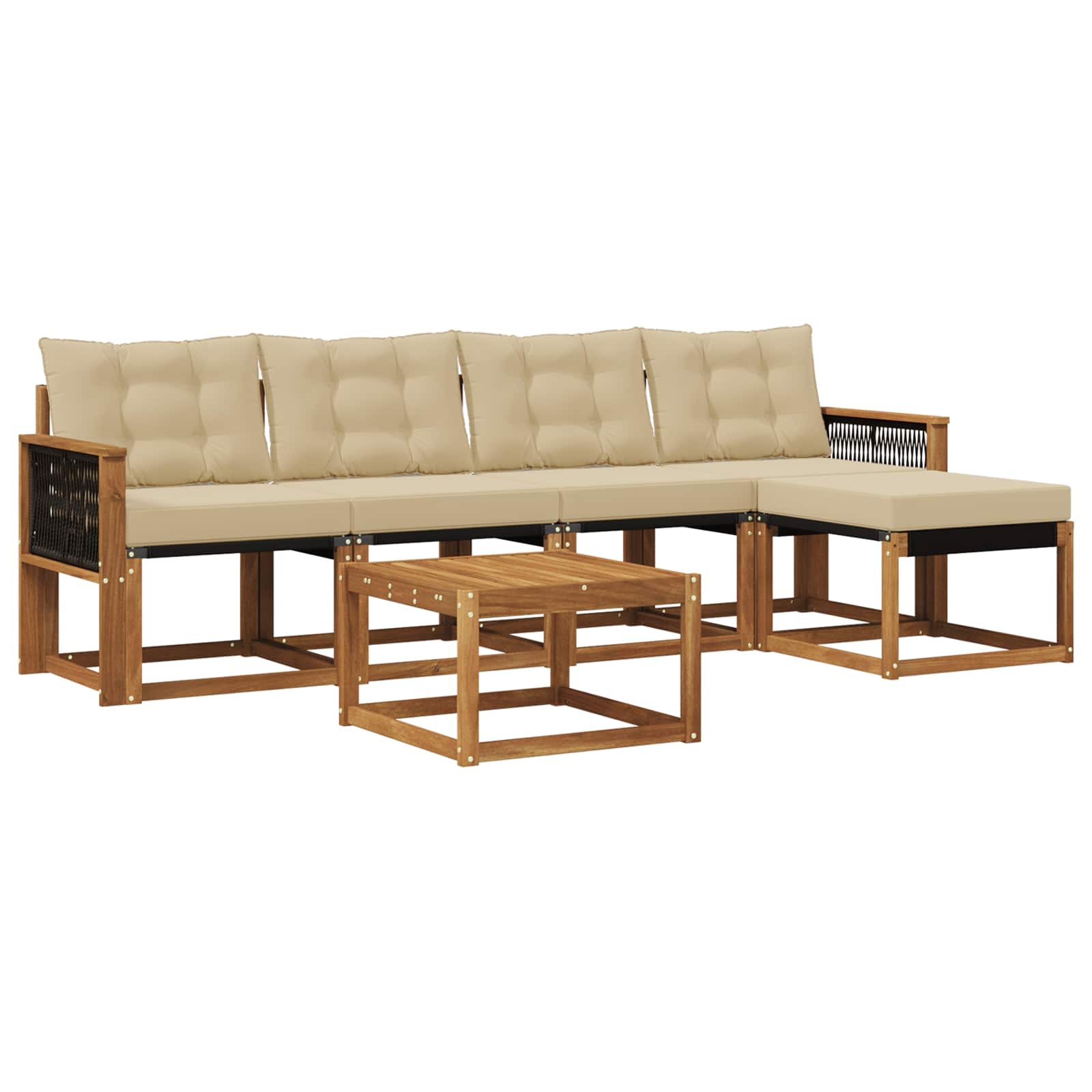 Outdoor-Sofagarnitur 6 stk. Natur und Beige