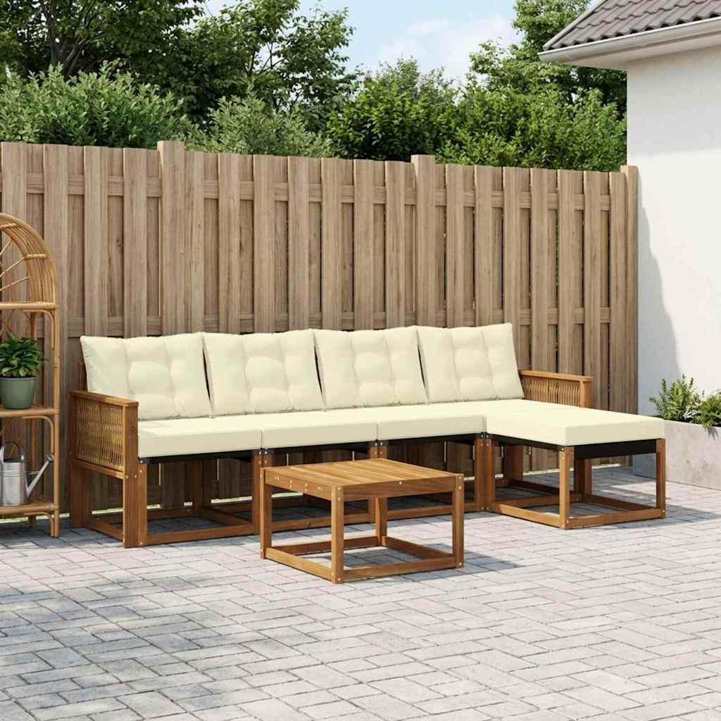 Outdoor-Sofagarnitur 6 stk. Natur und Creme