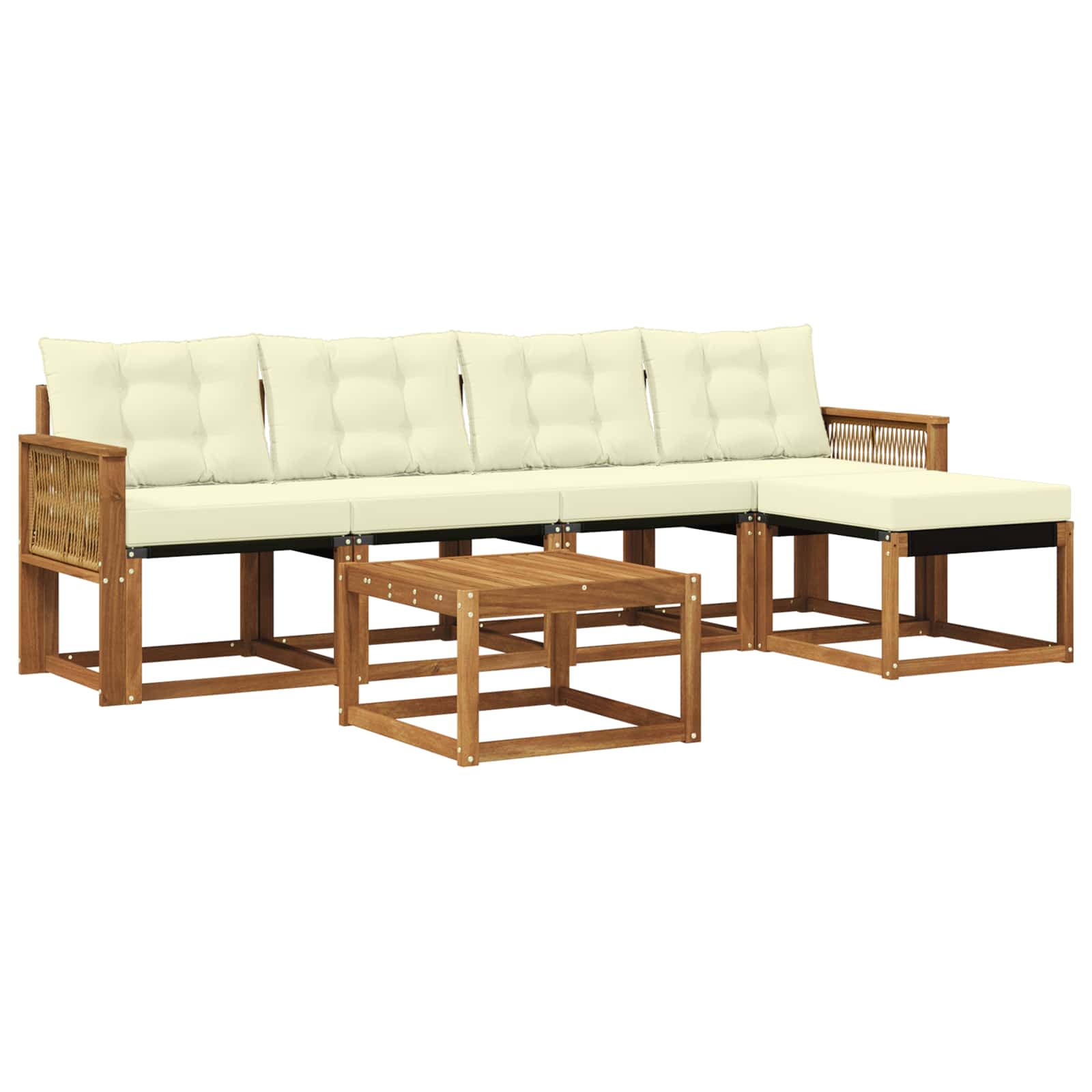 Outdoor-Sofagarnitur 6 stk. Natur und Creme