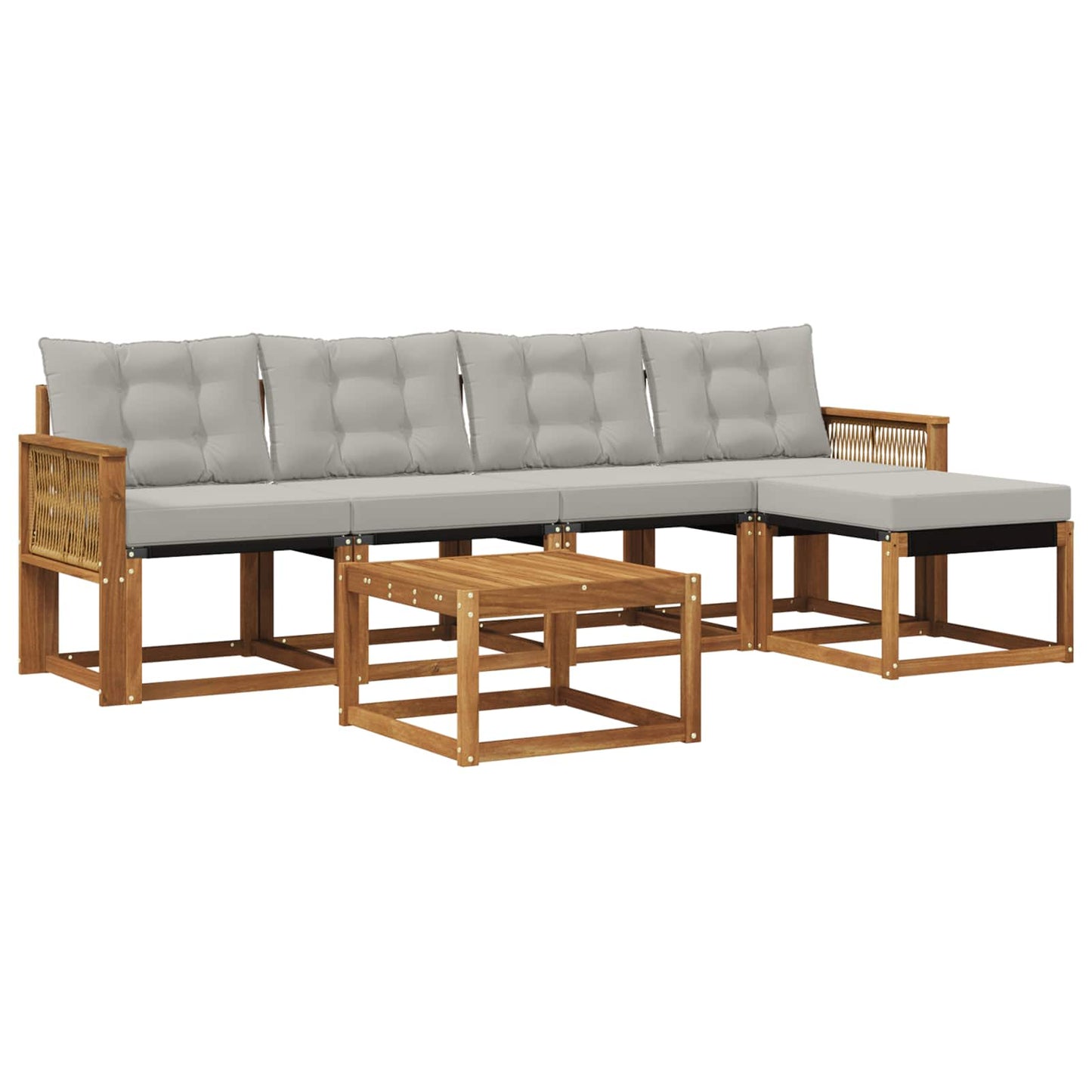 Outdoor-Sofagarnitur mit Kissen 6 pcs Natürlich und Hellgrau