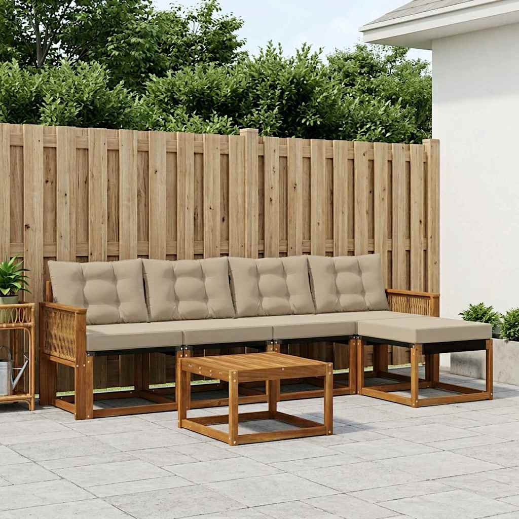 Outdoor-Sofagarnitur mit Kissen 6 pcs Natur und Beige