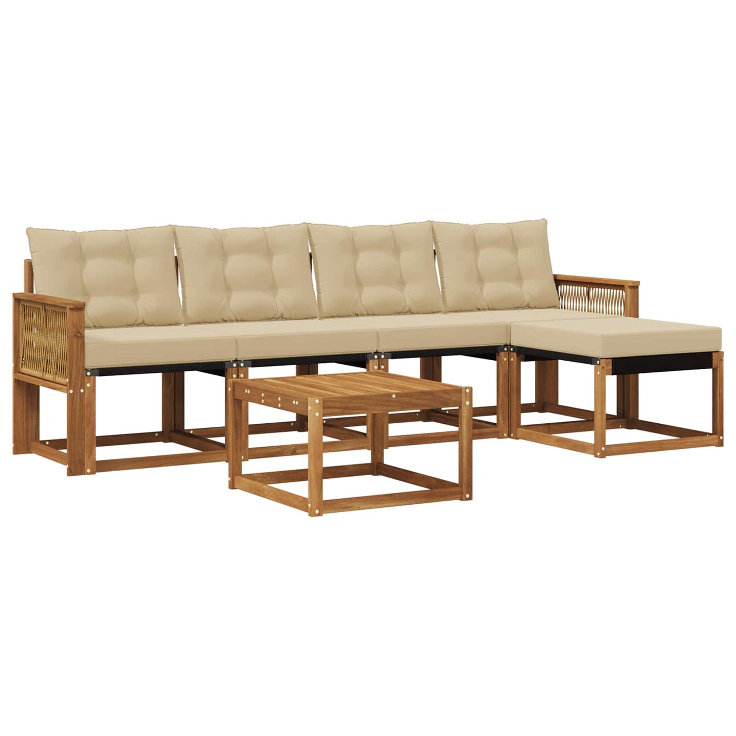 Outdoor-Sofagarnitur mit Kissen 6 pcs Natur und Beige