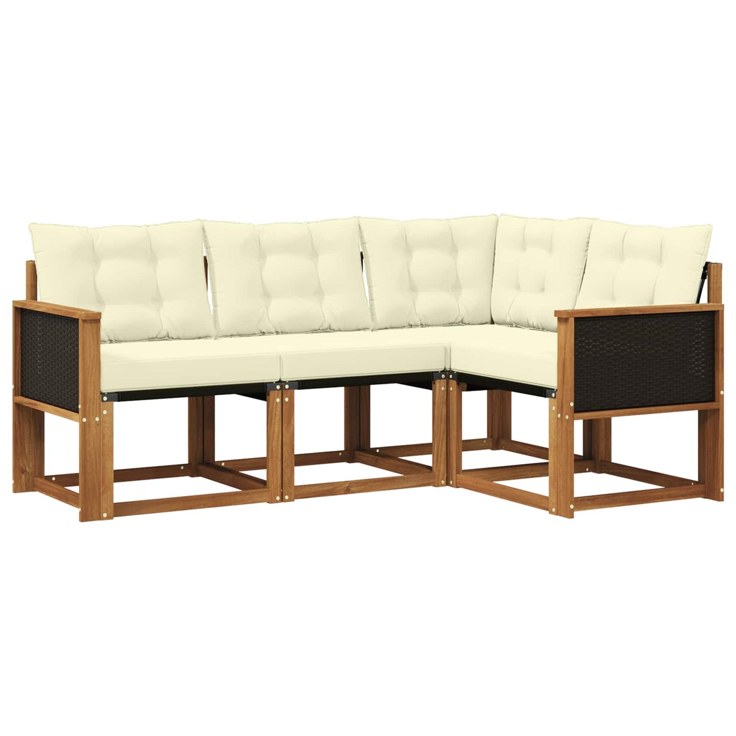 Outdoor-Sofagarnitur mit Kissen 4 pcs Natur und Creme