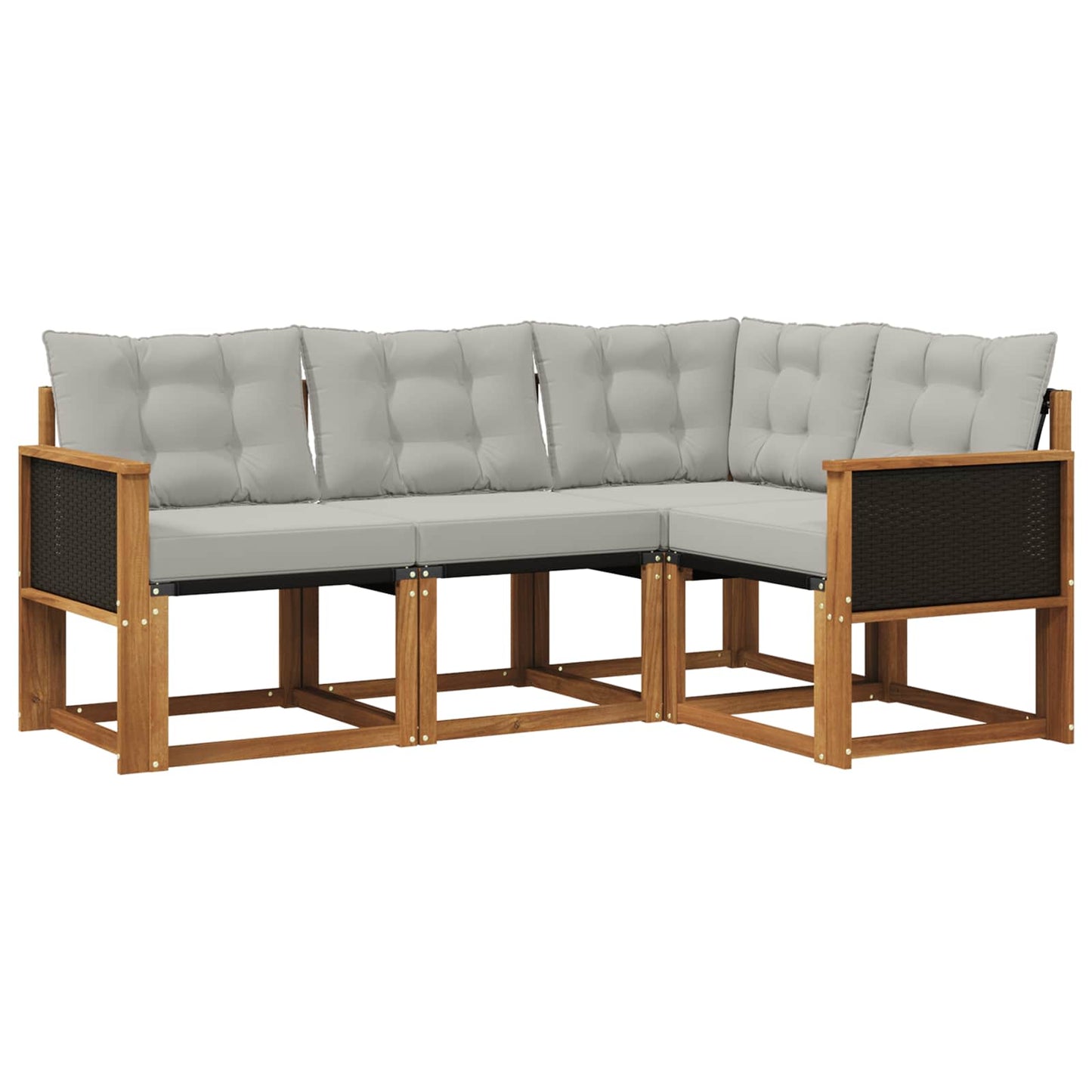 Outdoor-Sofagarnitur mit Kissen 4 pcs Natürlich und Hellgrau