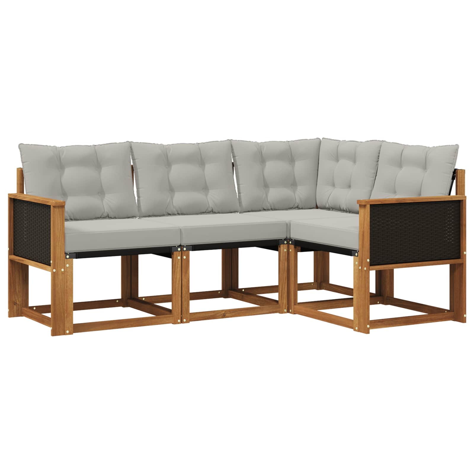 Outdoor-Sofagarnitur mit Kissen 4 pcs Natürlich und Hellgrau