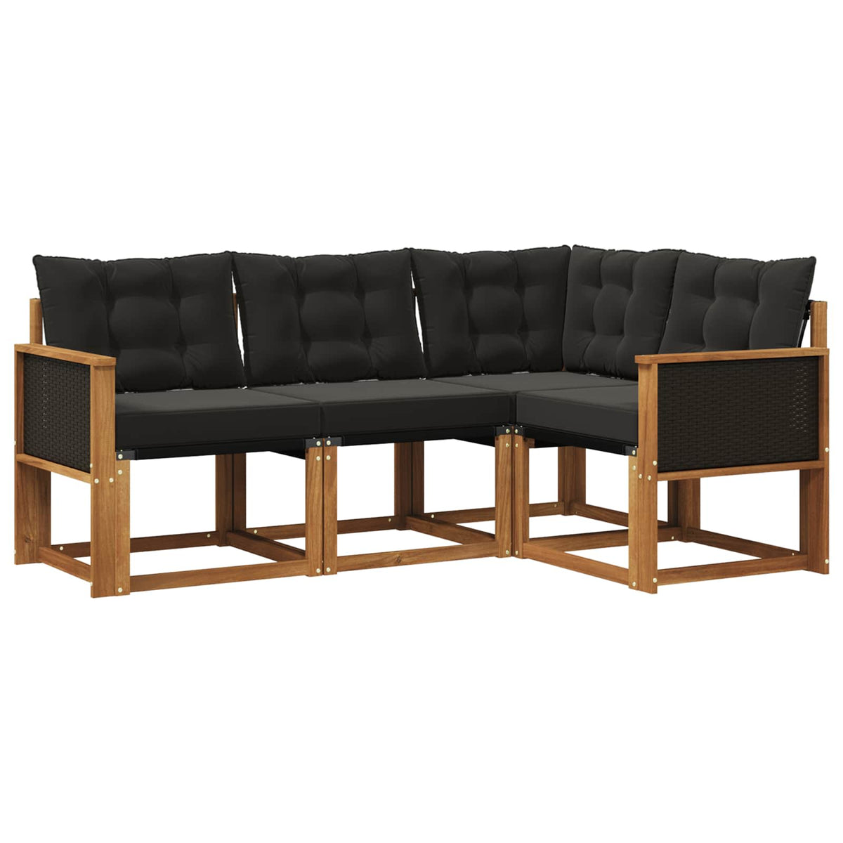 Outdoor-Sofagarnitur 4 stk. Natur und Schwarz