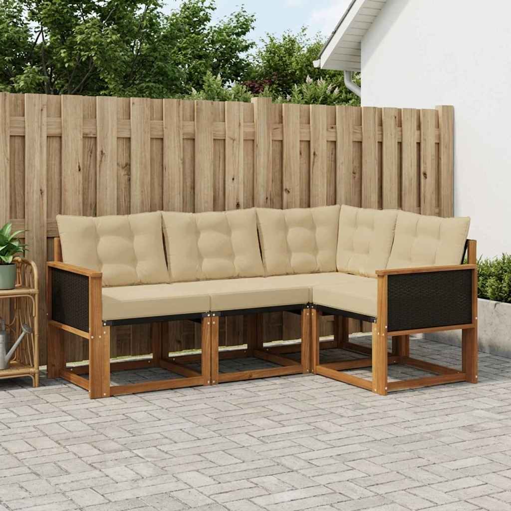 Outdoor-Sofagarnitur 4 stk. Natur und Beige