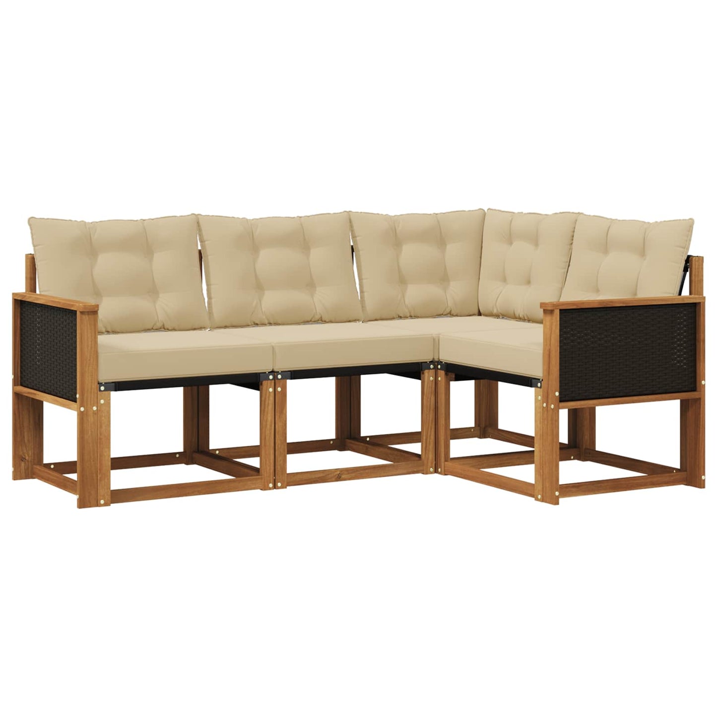 Outdoor-Sofagarnitur 4 stk. Natur und Beige