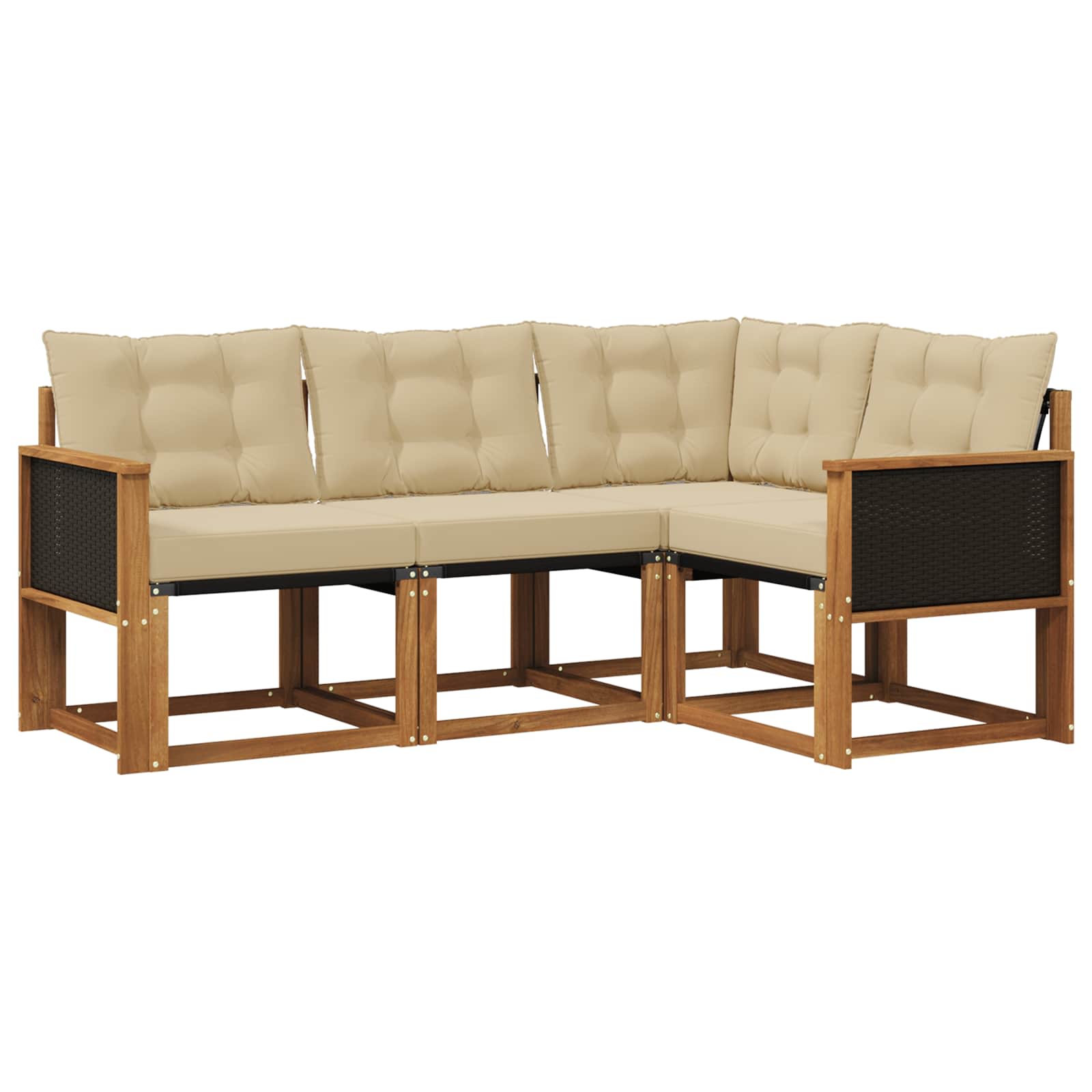 Outdoor-Sofagarnitur 4 stk. Natur und Beige