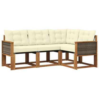 Outdoor-Sofagarnitur 4 stk. Natur und Creme