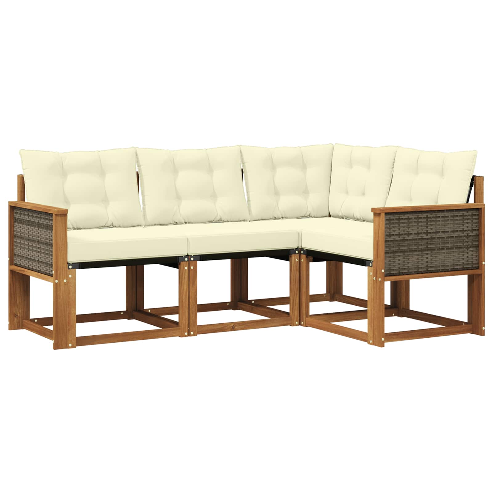 Outdoor-Sofagarnitur mit Kissen 4 pcs Natur und Creme
