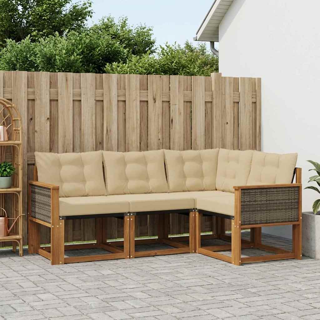 Outdoor-Sofagarnitur mit Kissen 4 pcs Natur und Beige