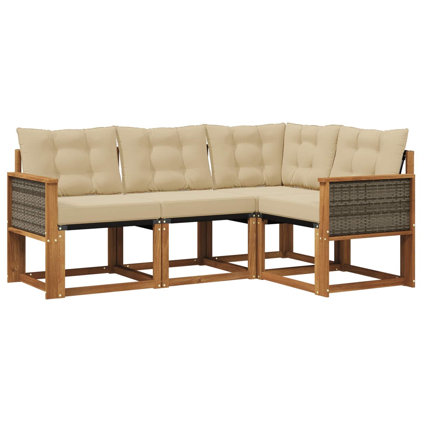Outdoor-Sofagarnitur mit Kissen 4 pcs Natur und Beige