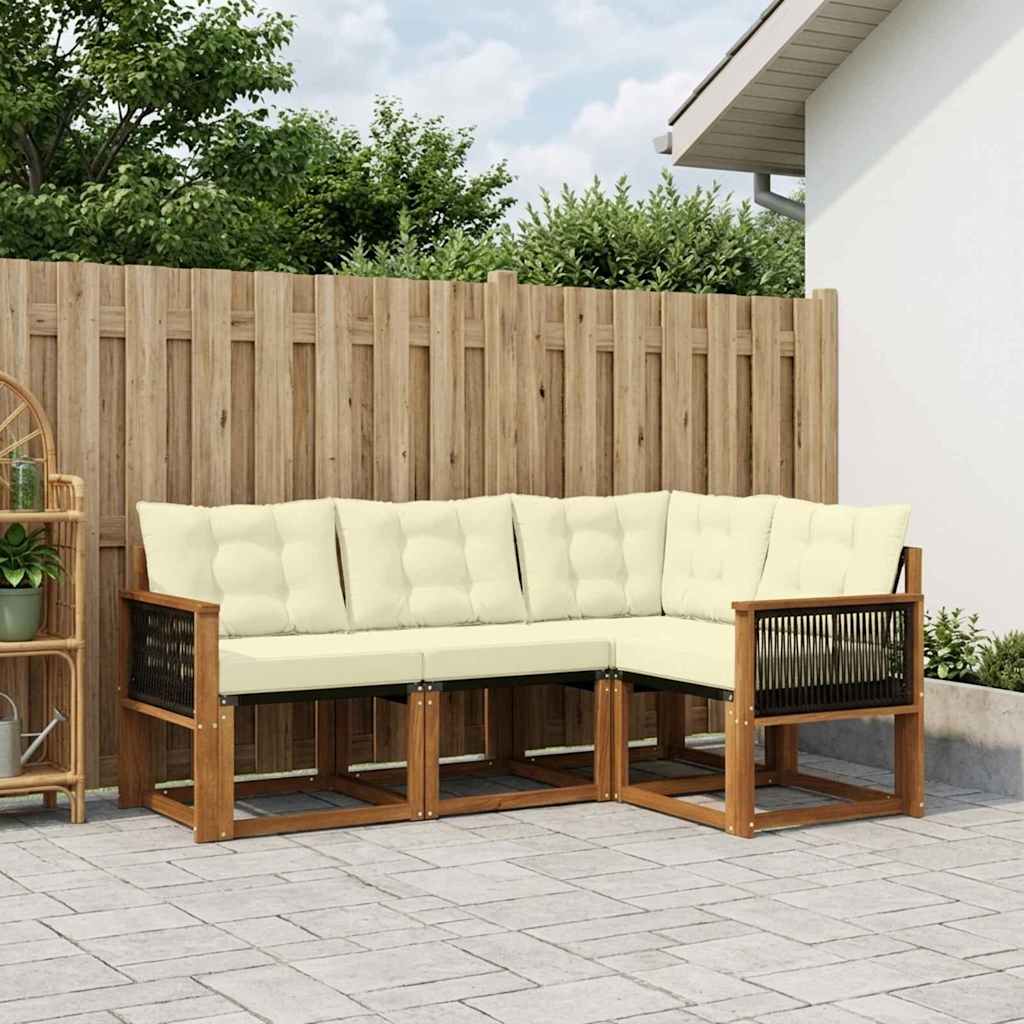 Outdoor-Sofagarnitur 4 stk. Natur und Creme