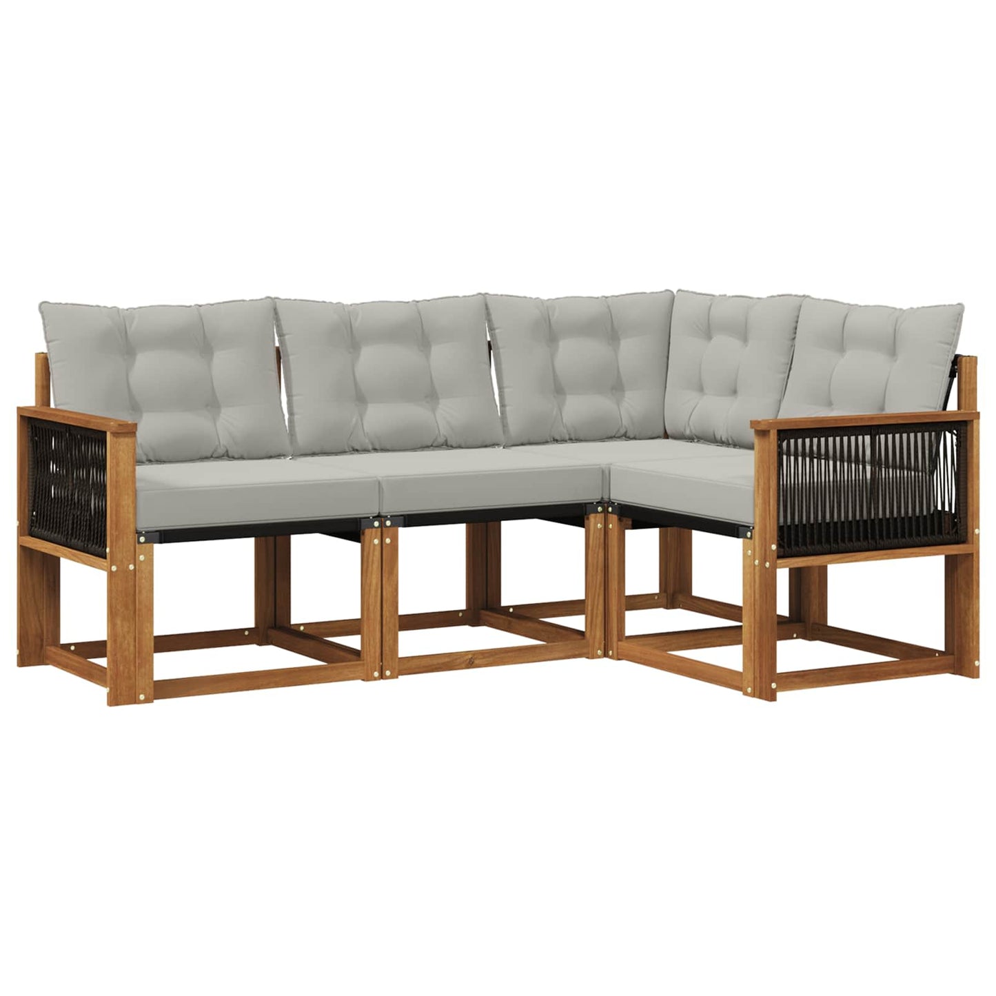 Outdoor-Sofagarnitur mit Kissen 4 pcs Natürlich und Hellgrau