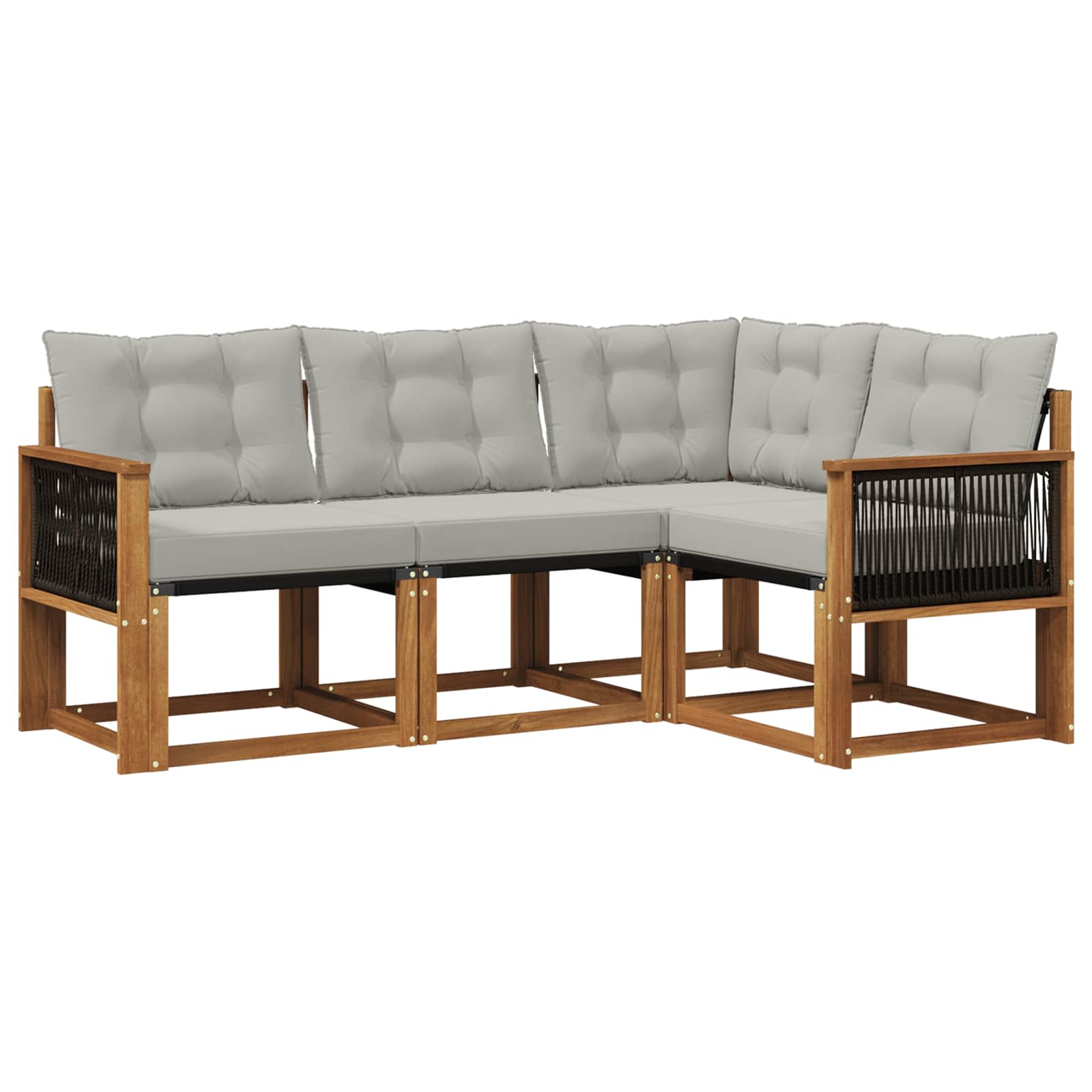 Outdoor-Sofagarnitur mit Kissen 4 pcs Natürlich und Hellgrau