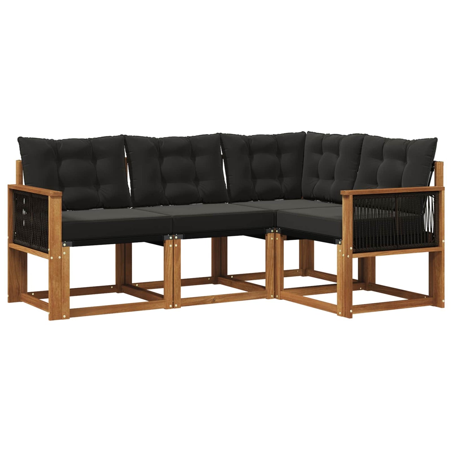 Outdoor-Sofagarnitur mit Kissen 4 pcs Natürlich und Schwarz