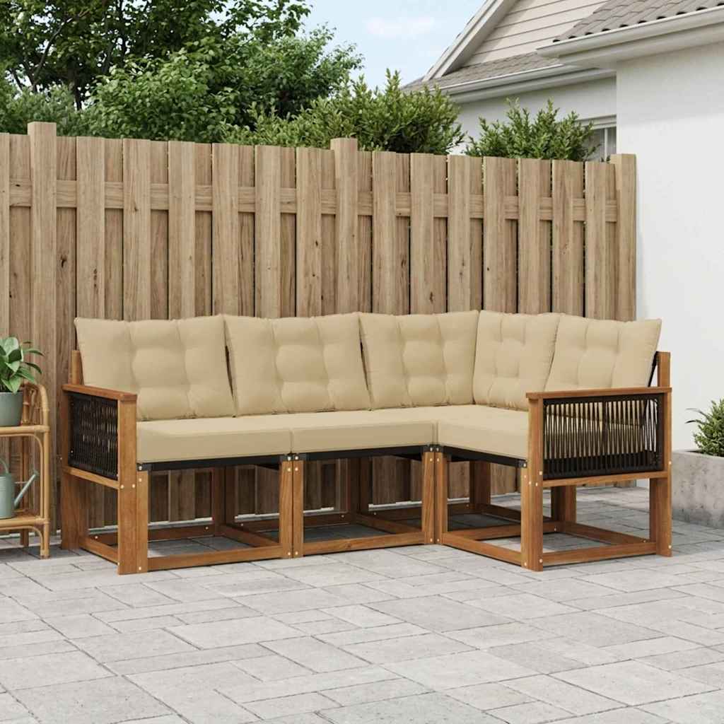 Outdoor-Sofagarnitur 4 stk. Natur und Beige