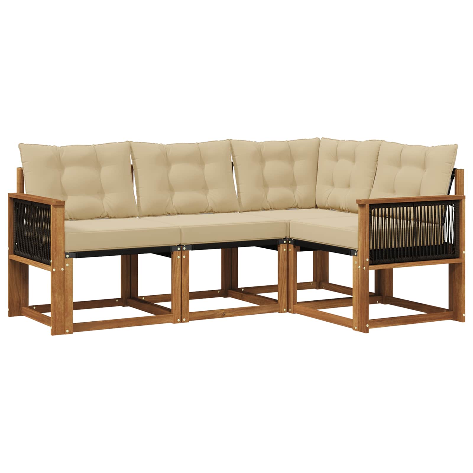 Outdoor-Sofagarnitur 4 stk. Natur und Beige