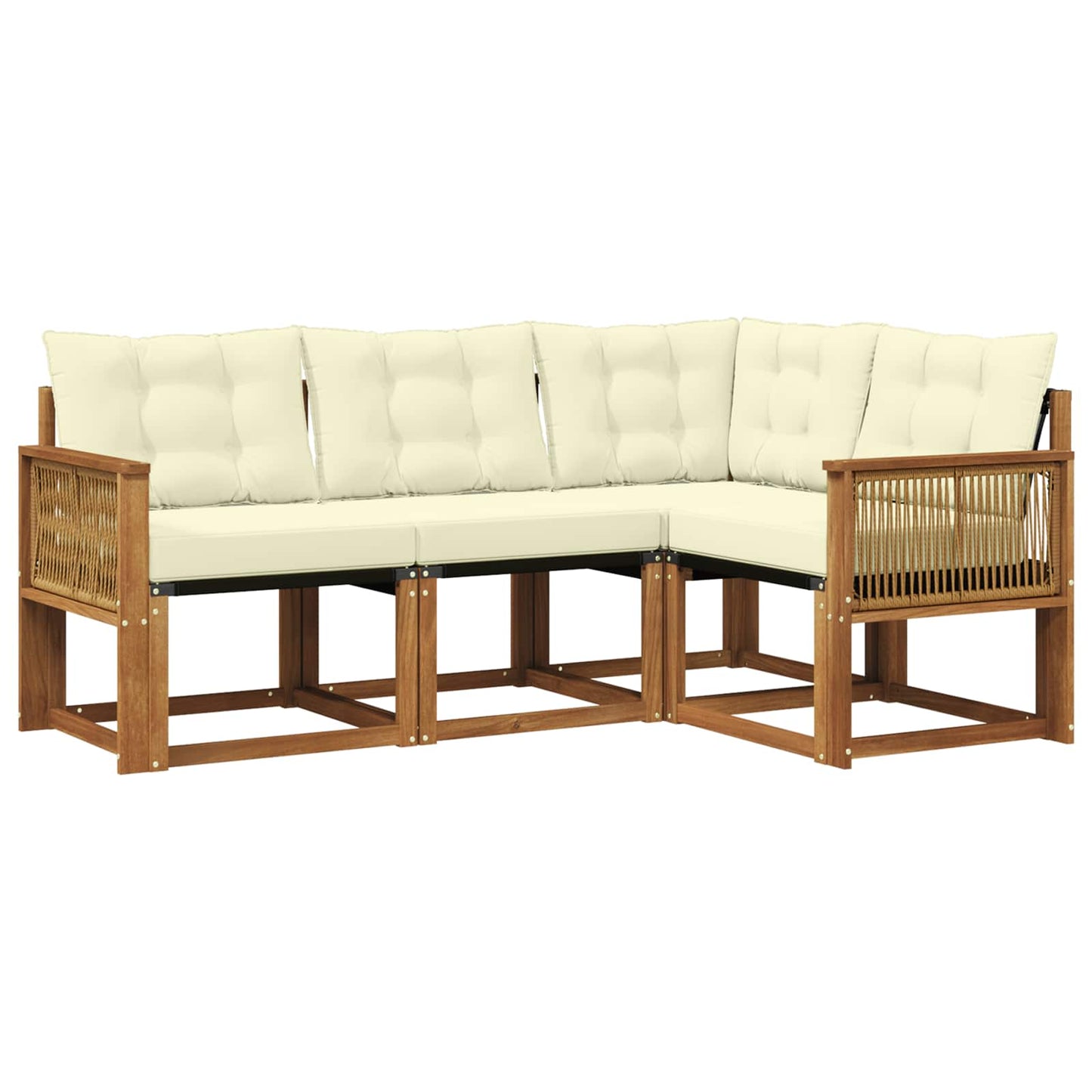 Outdoor-Sofagarnitur mit Kissen 4 pcs Natur und Creme