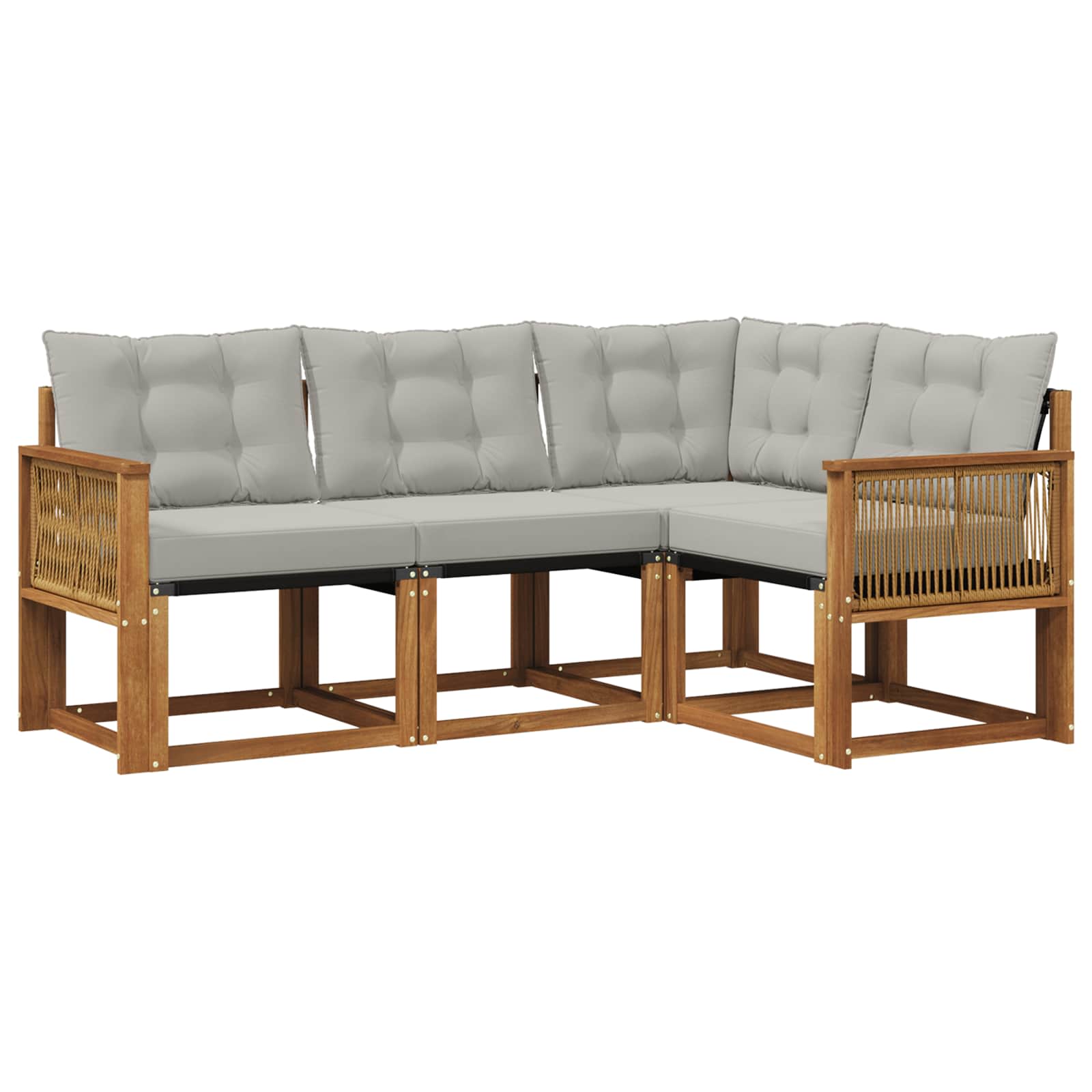 Outdoor-Sofagarnitur mit Kissen 4 pcs Natürlich und Hellgrau