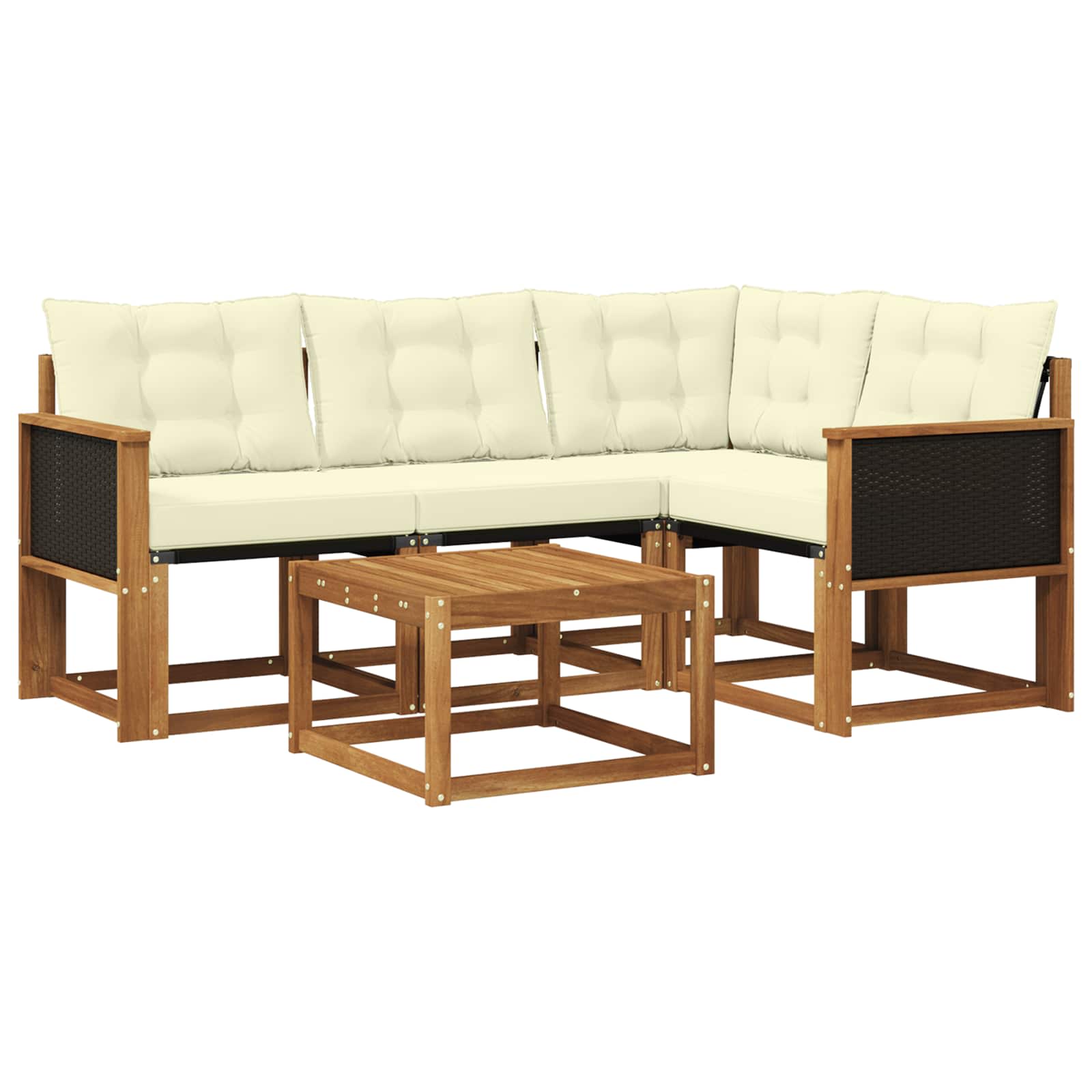 Outdoor-Sofagarnitur mit Kissen 5 pcs Natur und Creme