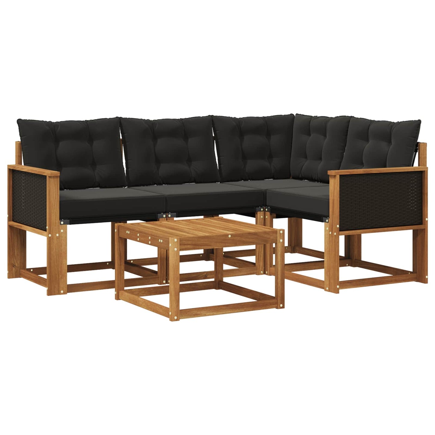 Outdoor-Sofagarnitur mit Kissen 5 pcs Natürlich und Schwarz