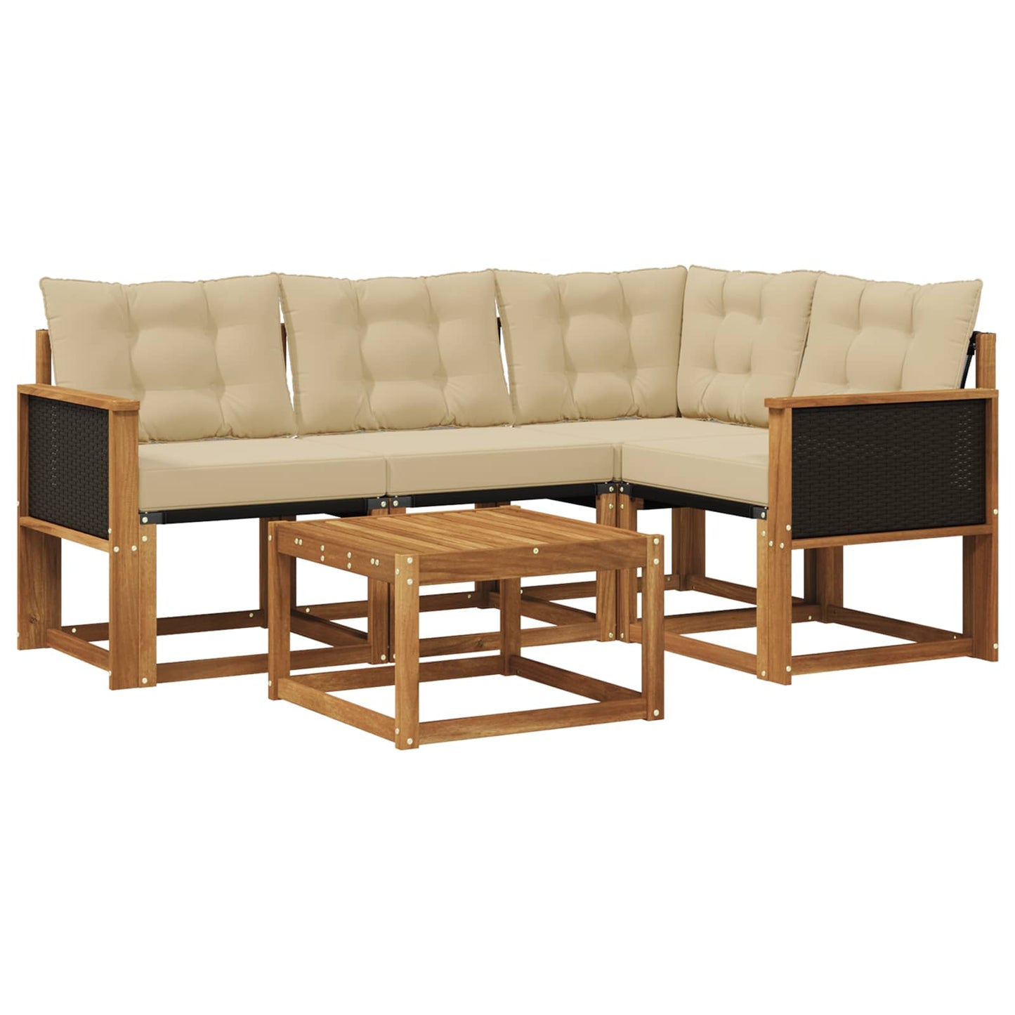 Outdoor-Sofagarnitur mit Kissen 5 pcs Natur und Beige