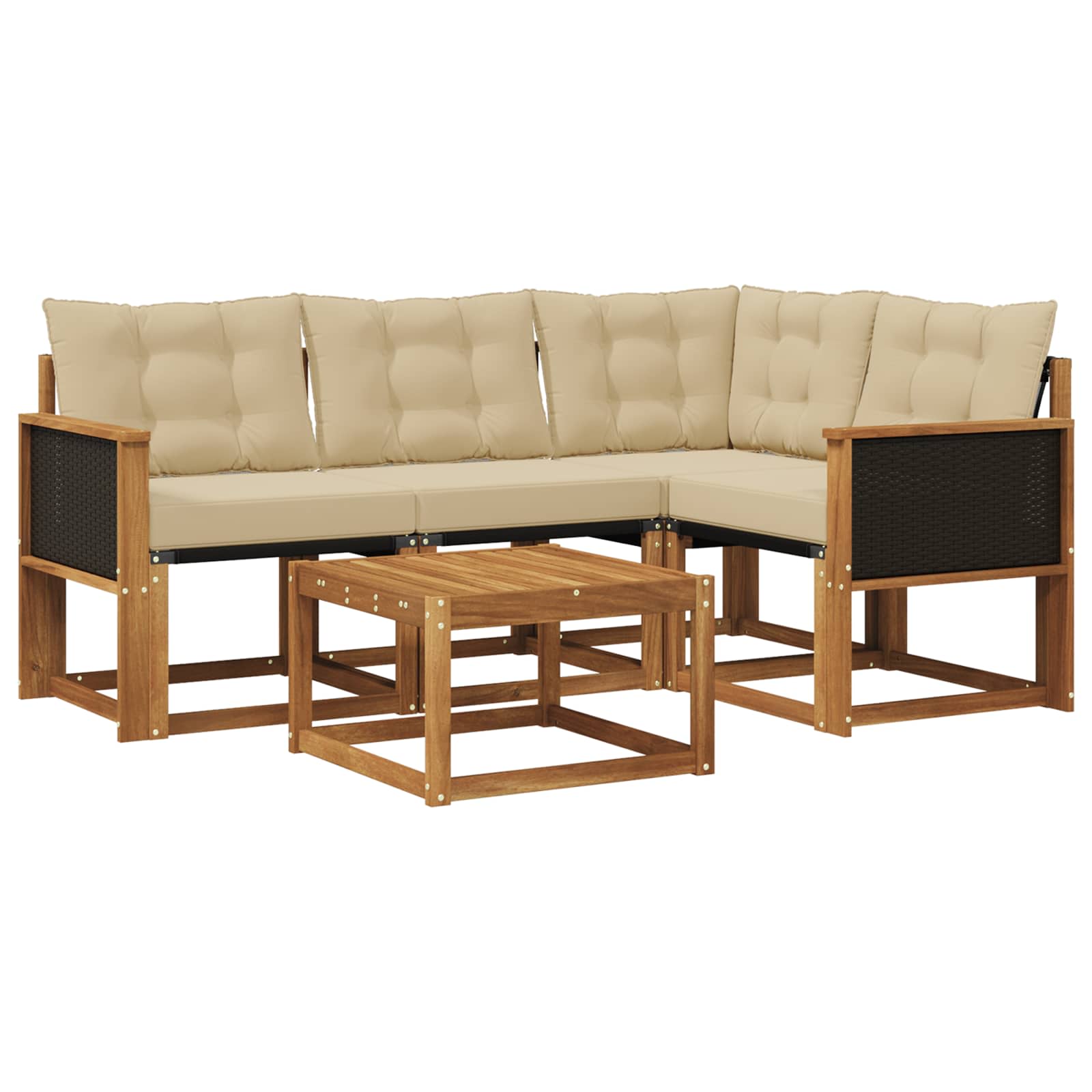 Outdoor-Sofagarnitur mit Kissen 5 pcs Natur und Beige