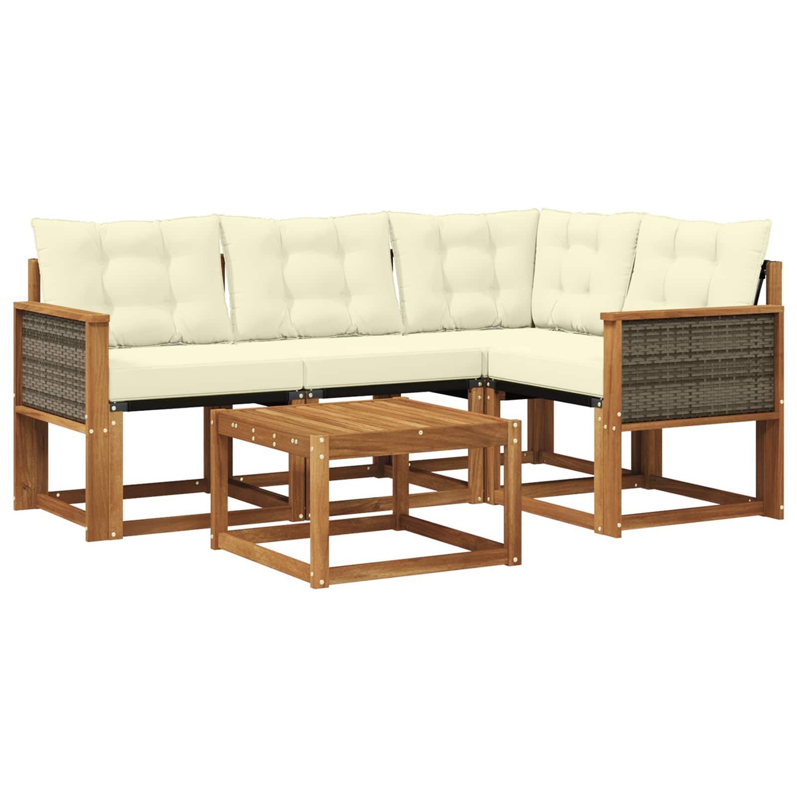 Outdoor-Sofagarnitur mit Kissen 5 pcs Natur und Creme